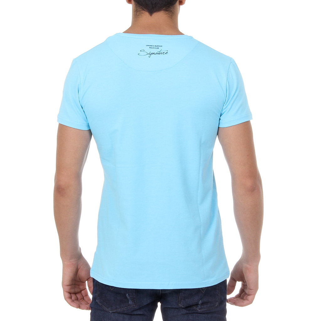 Camiseta de hombre Ufford & Suffolk Polo Club, manga corta, cuello redondo, US027, azul
