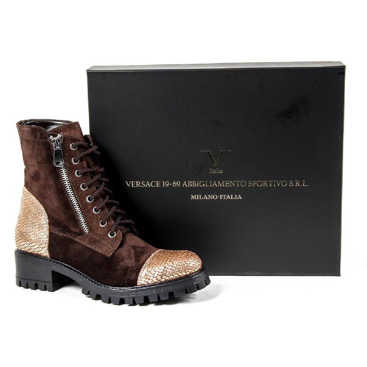 Bota corta para mujer V 1969 Italia B1476 VELOUR TDM PITONE BRONZO