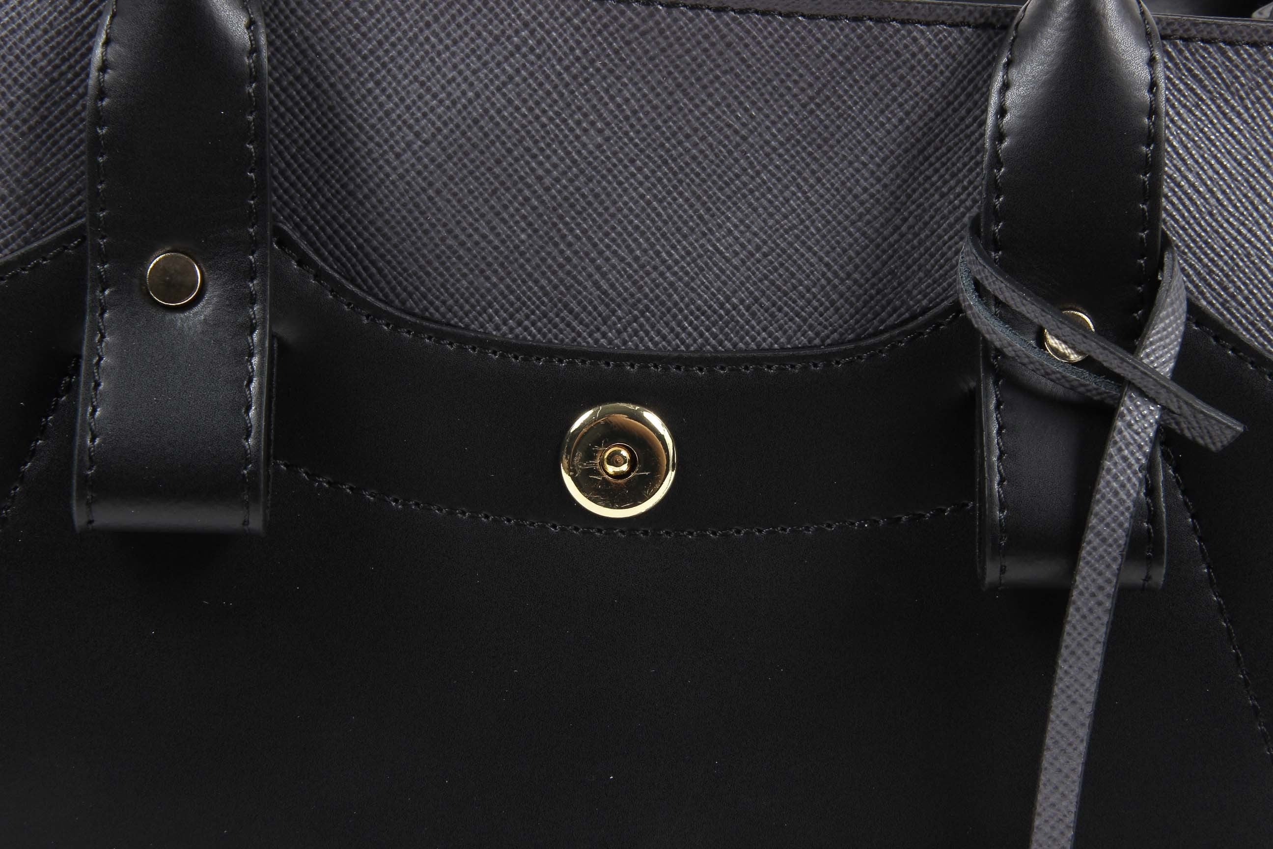 Bolso de Mujer V 1969 Italia H491-52 RUGA-ARUBA NERO-GRIGIO