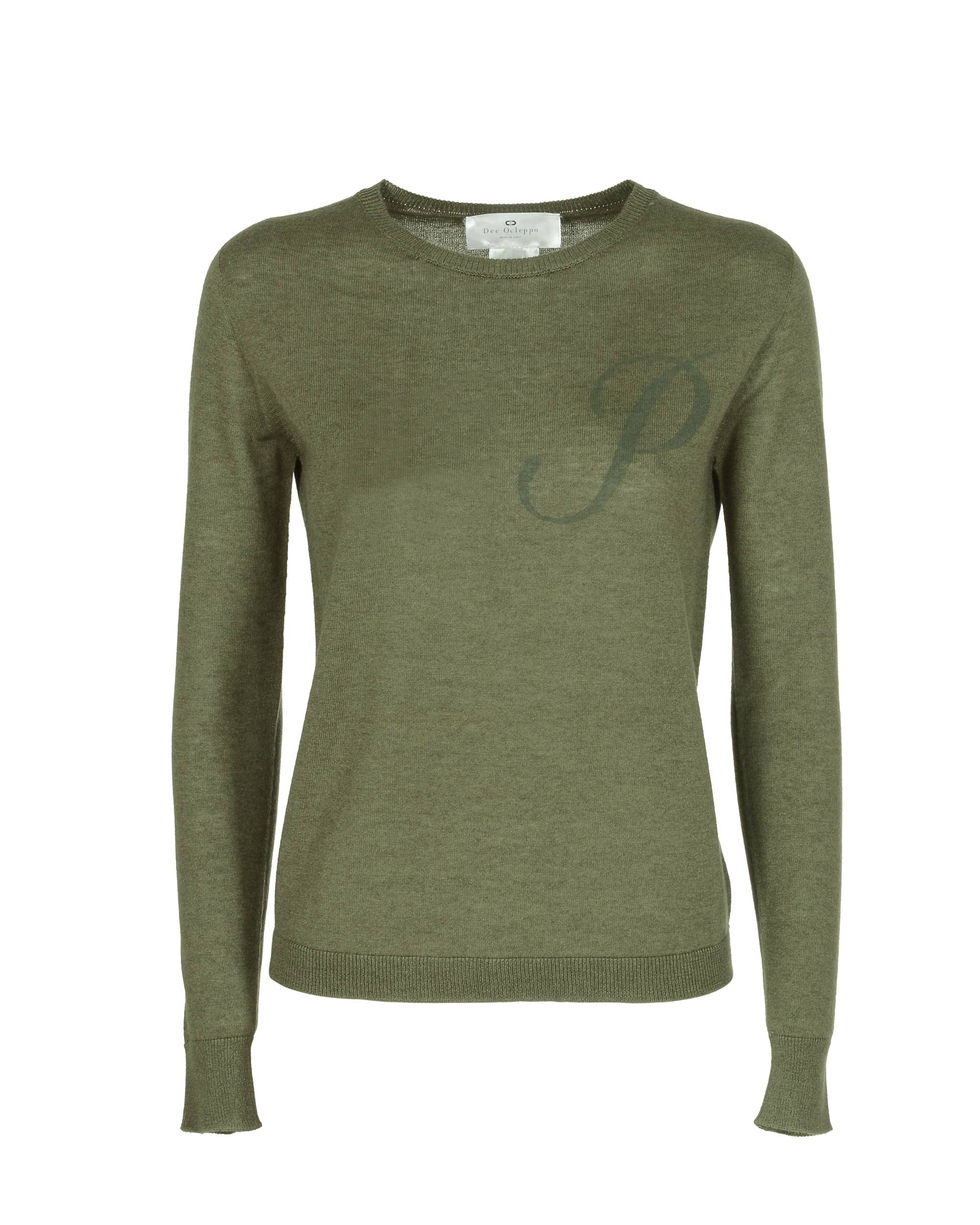 Jersey de cachemira de verano con cuello redondo y manga larga, color verde