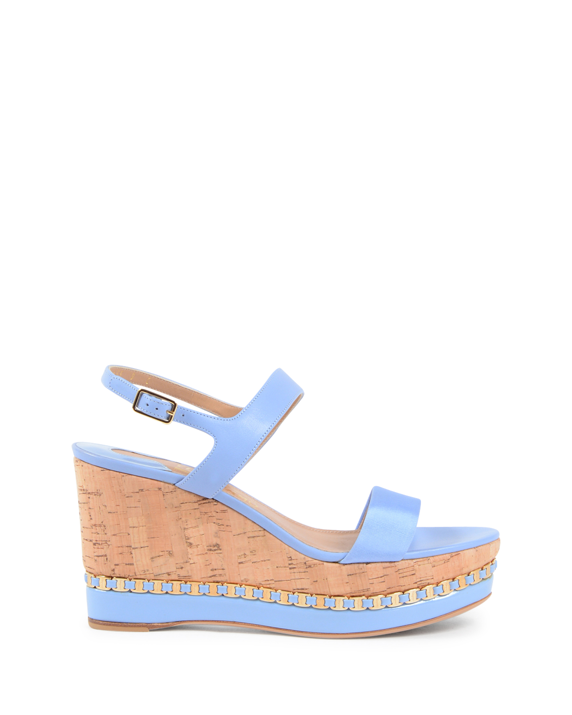 Sandalia de cuña para mujer Salvatore Ferragamo Azul Claro MOLLIE