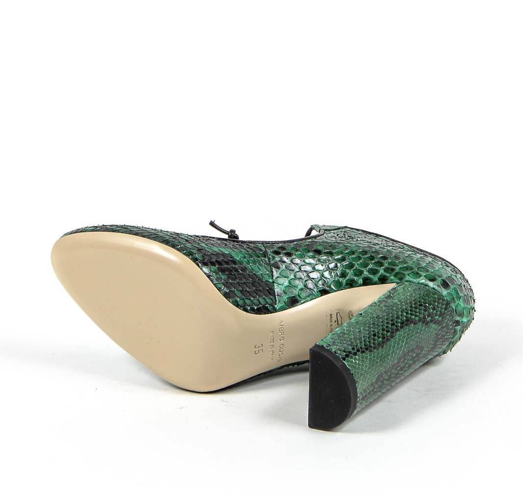 Zapatos de tacón con cordones para mujer V 1969 Italia 3111302 PITONE VERDE