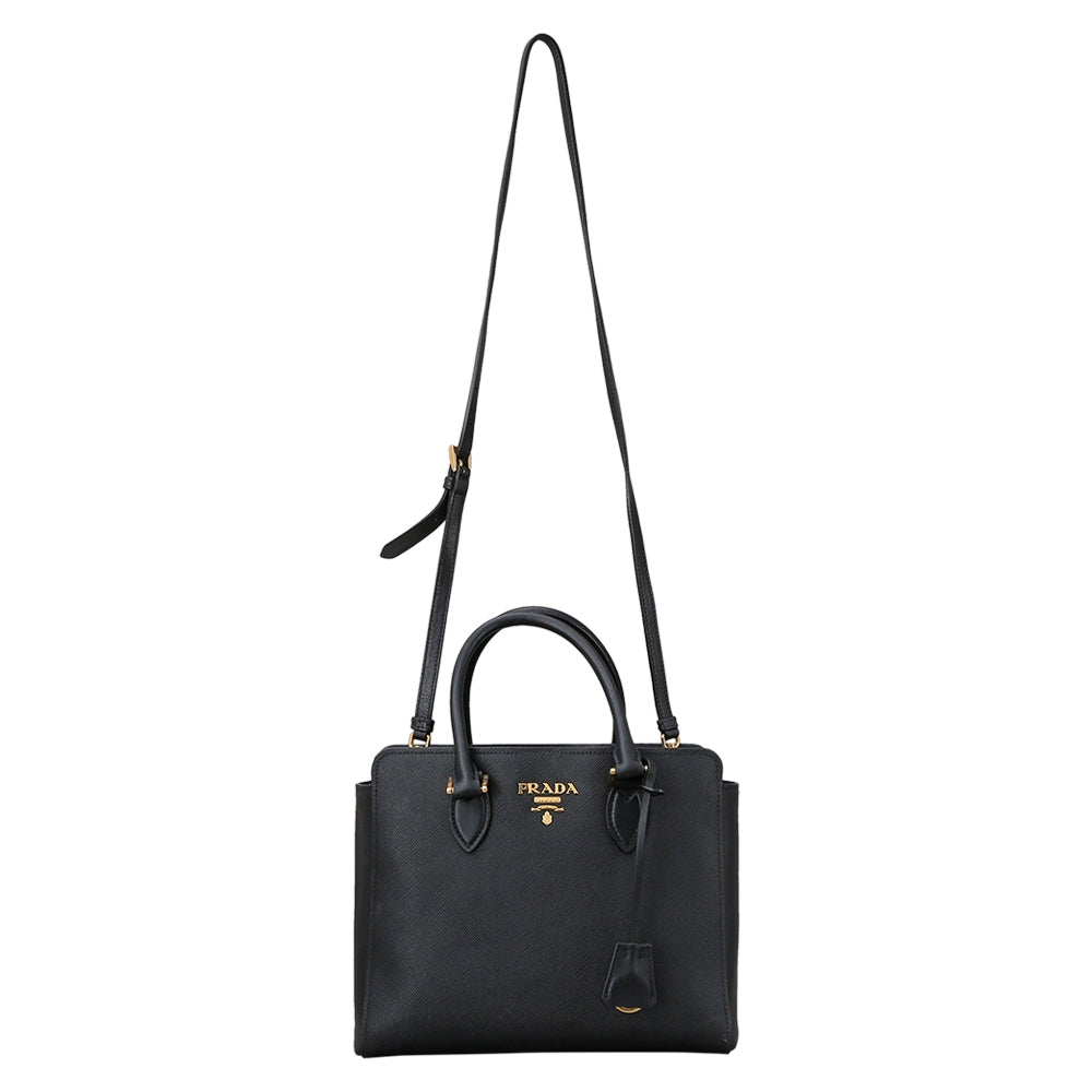 Bolso de hombro Prada de piel suave Saffiano negro