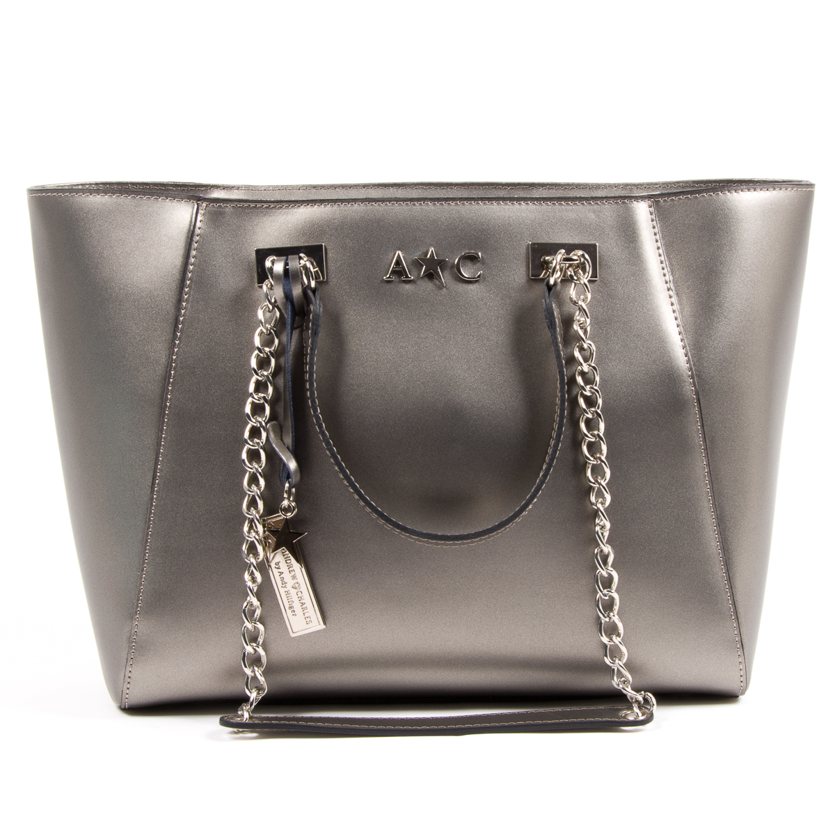 Andrew Charles Womens Handbag Silver KEY