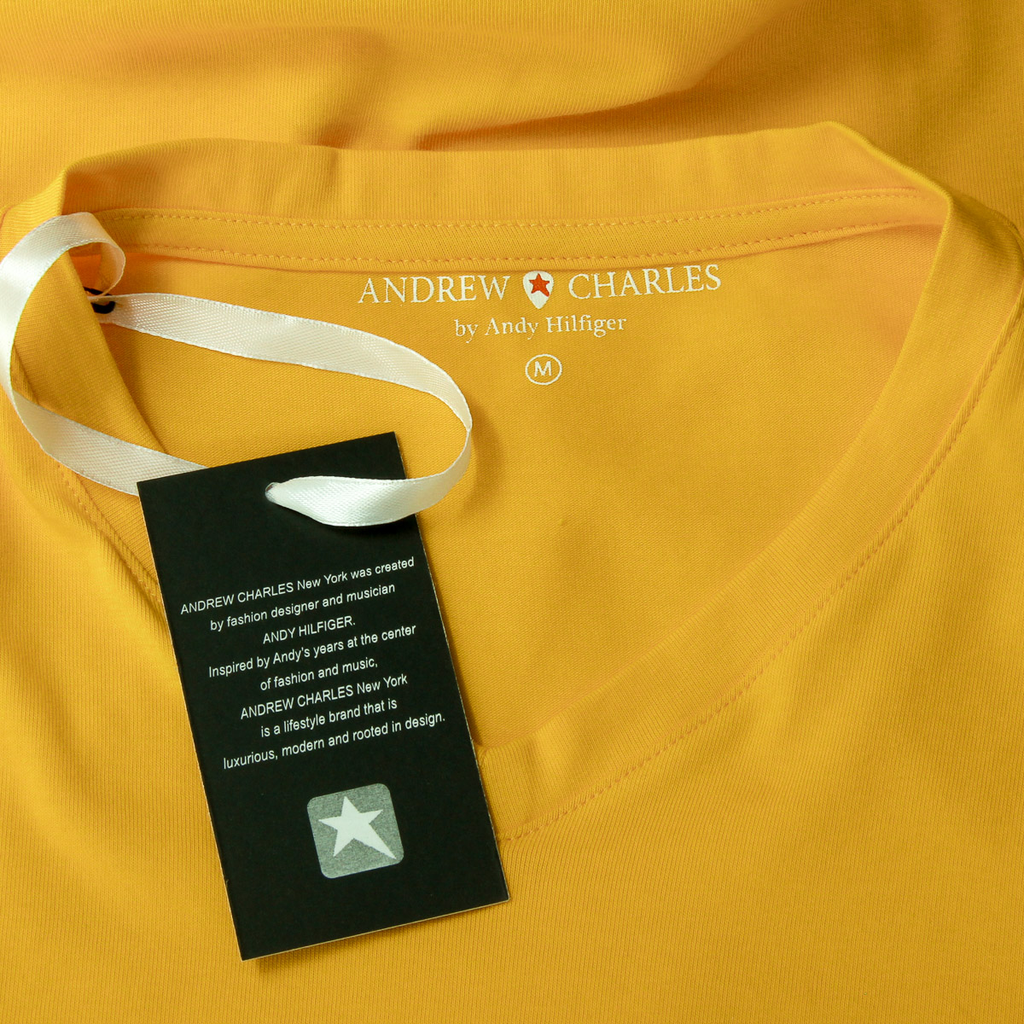 Camiseta Andrew Charles para hombre, manga corta, cuello en V, amarilla, KENAN