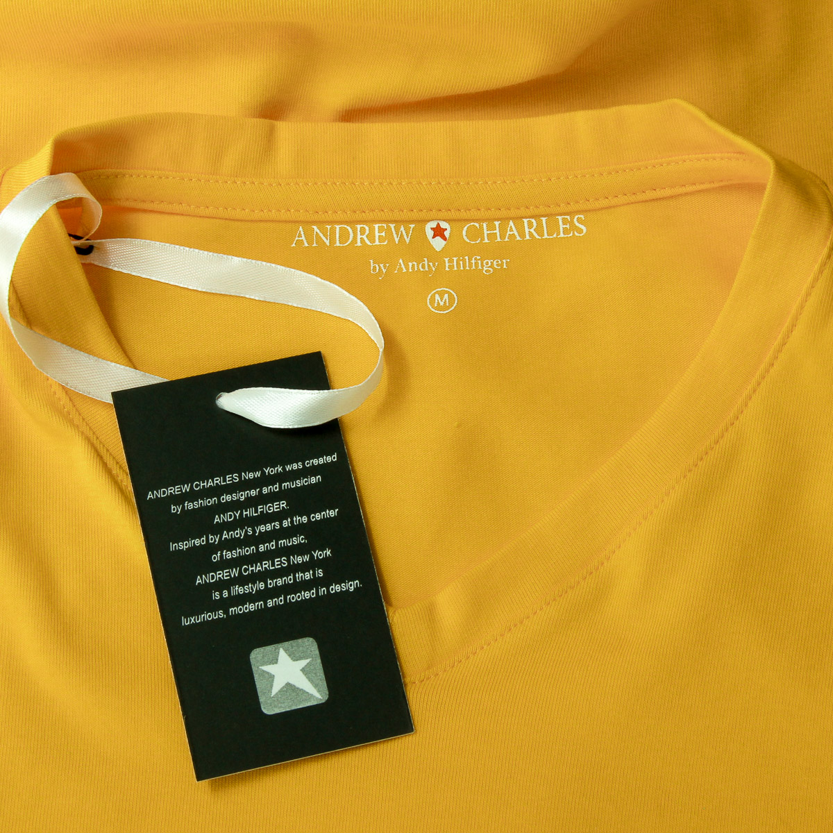 Camiseta Andrew Charles para hombre, manga corta, cuello en V, amarilla, KENAN