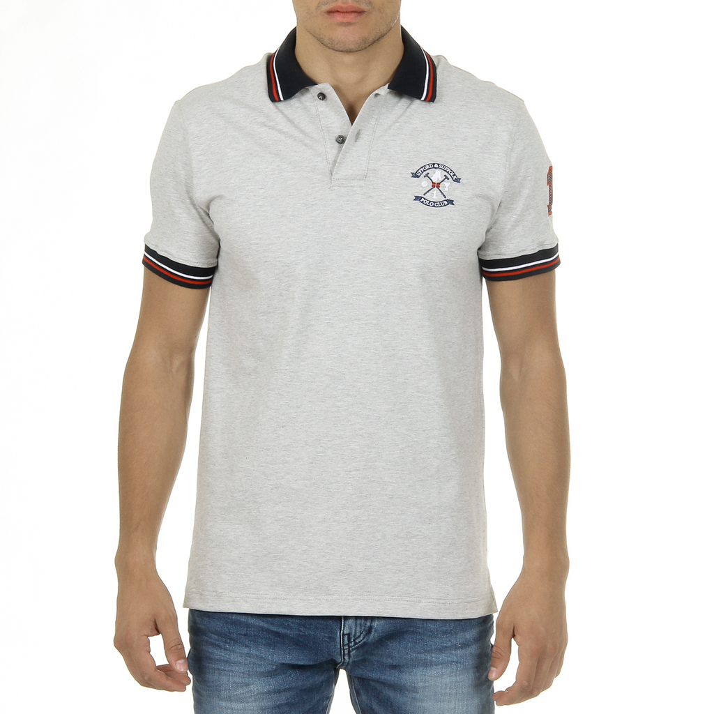 Ufford & Suffolk Polo Club Polo Hombre Manga Corta Gris PAKO