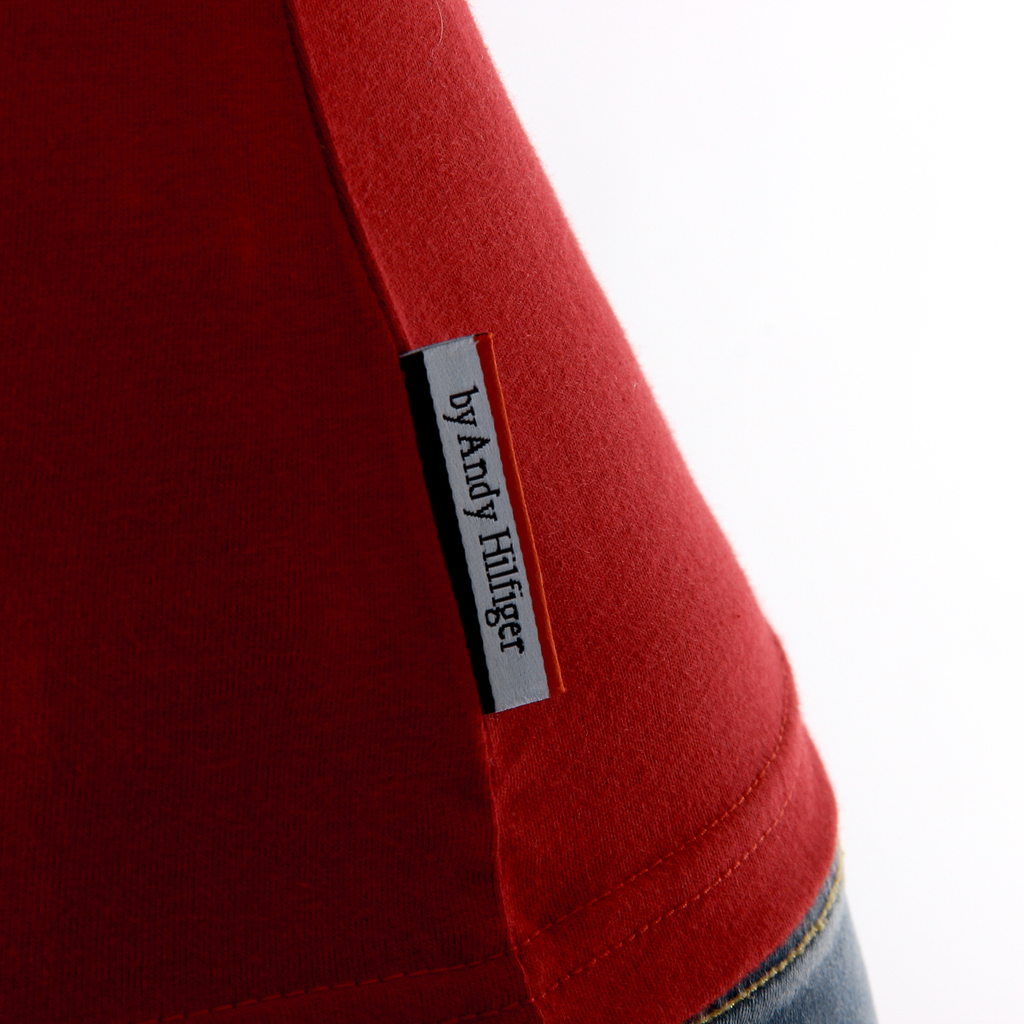 Camiseta Andrew Charles para mujer, manga corta, cuello redondo, color rojo TARANA