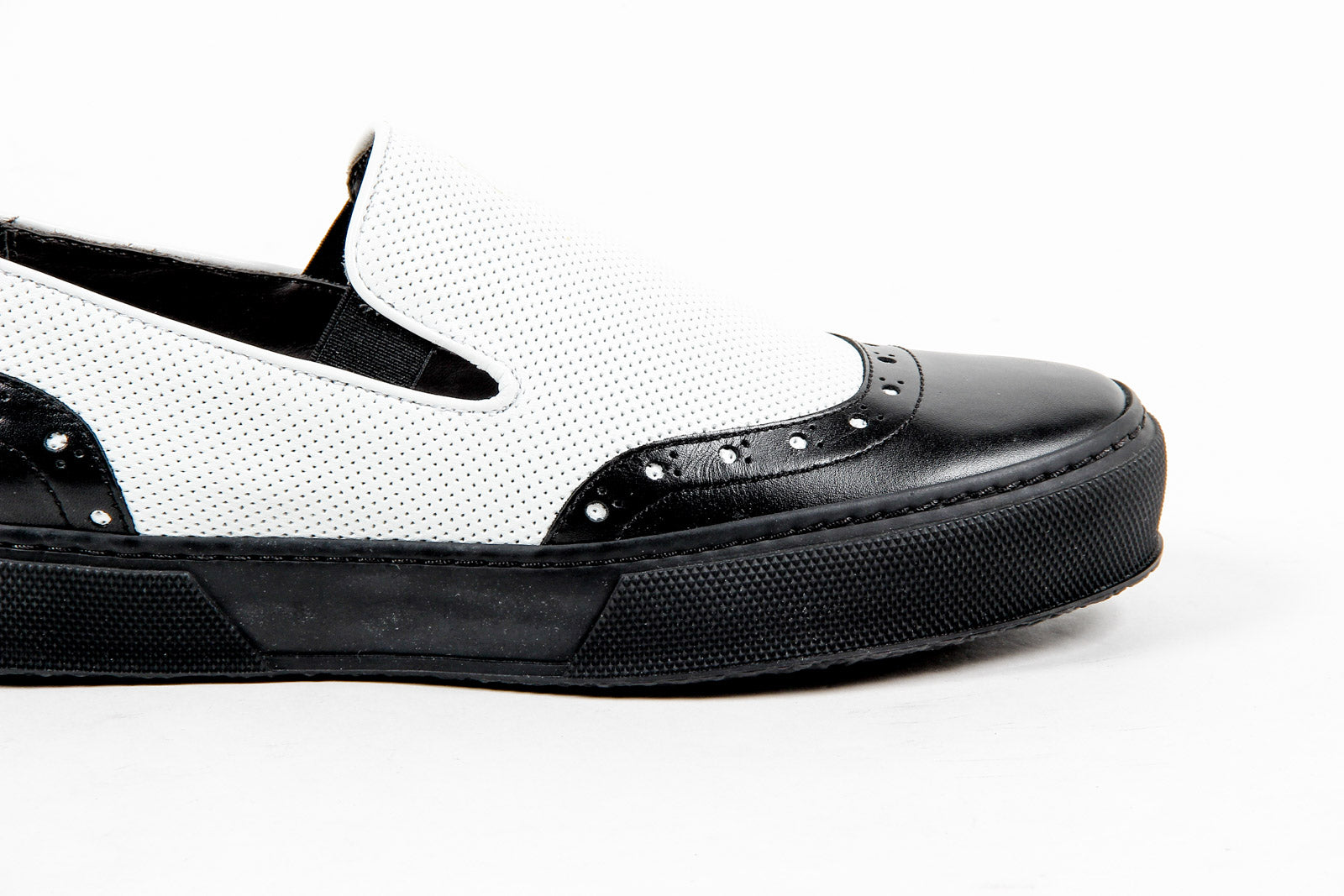Robert Clergerie Paris - Zapatillas sin cordones para mujer TILO02 V LISSE NOIR VL PERFO BLANCO