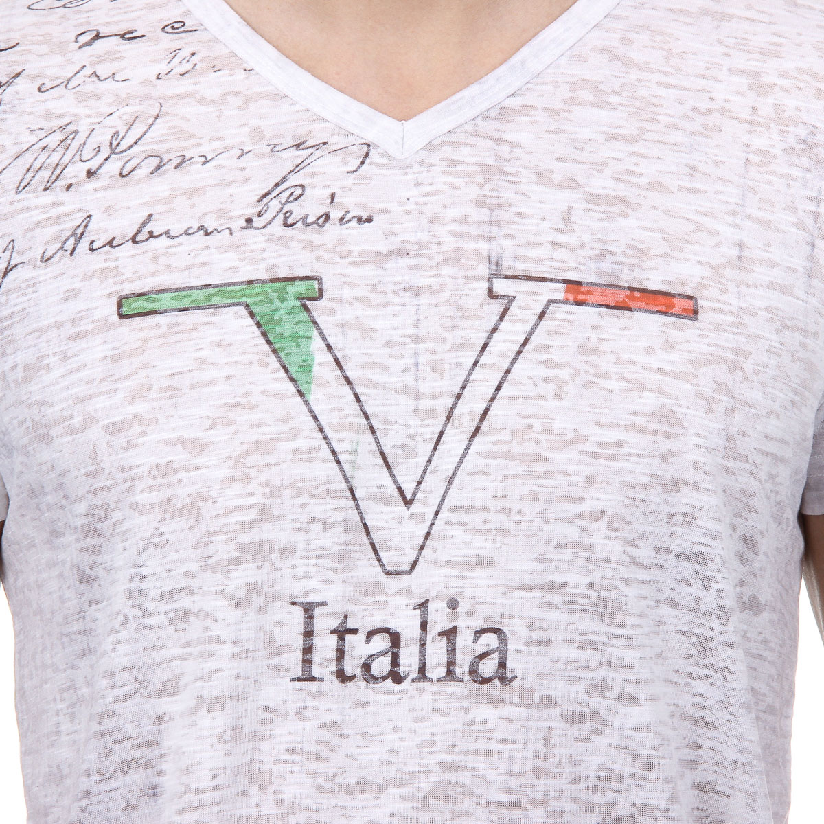 V 1969 Italia Mens T-shirt Short Sleeves V-Neck White JACOB