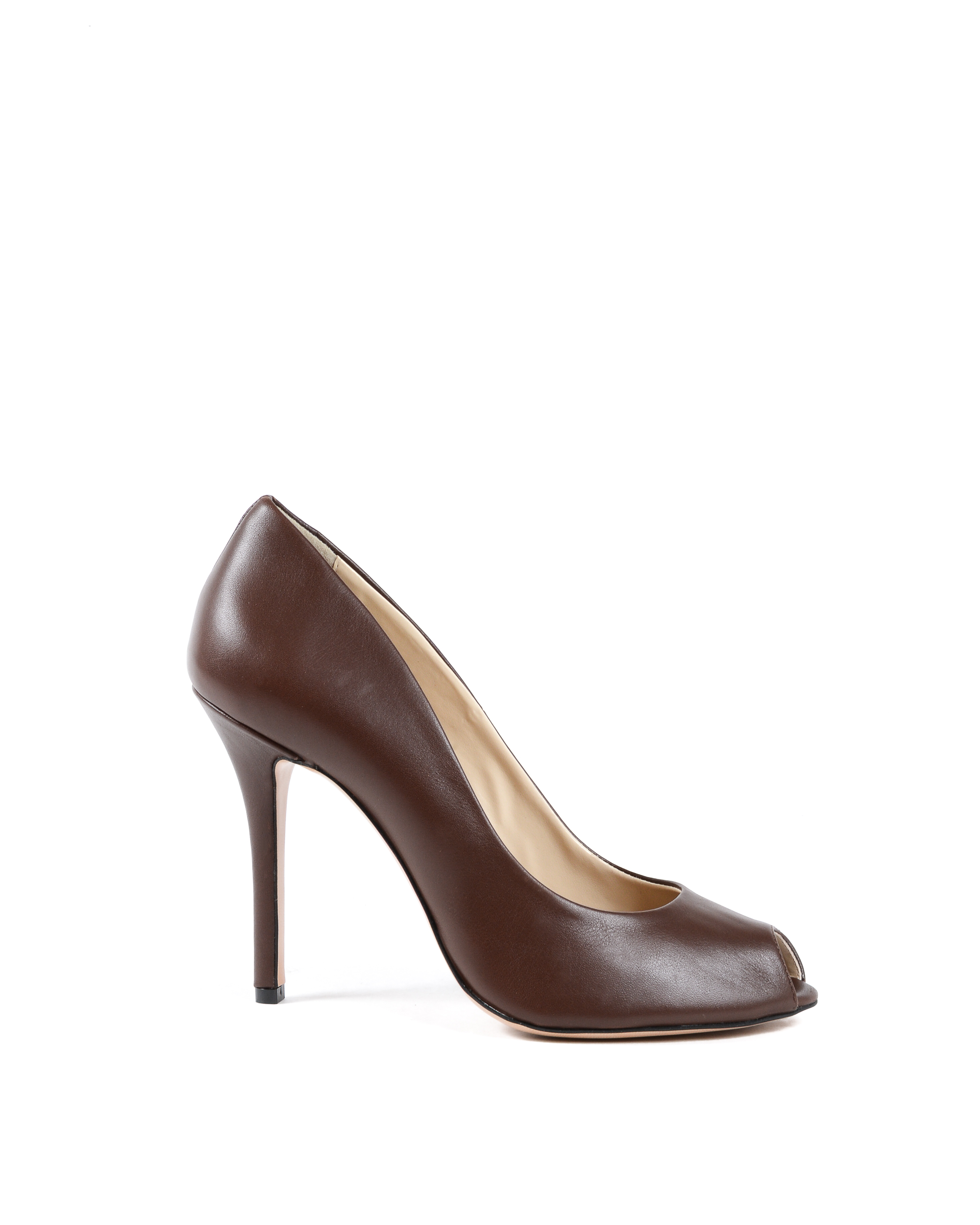 19V69 Italia Zapatos de salón para mujer con punta abierta, color marrón 303 VITELLO T. MORO