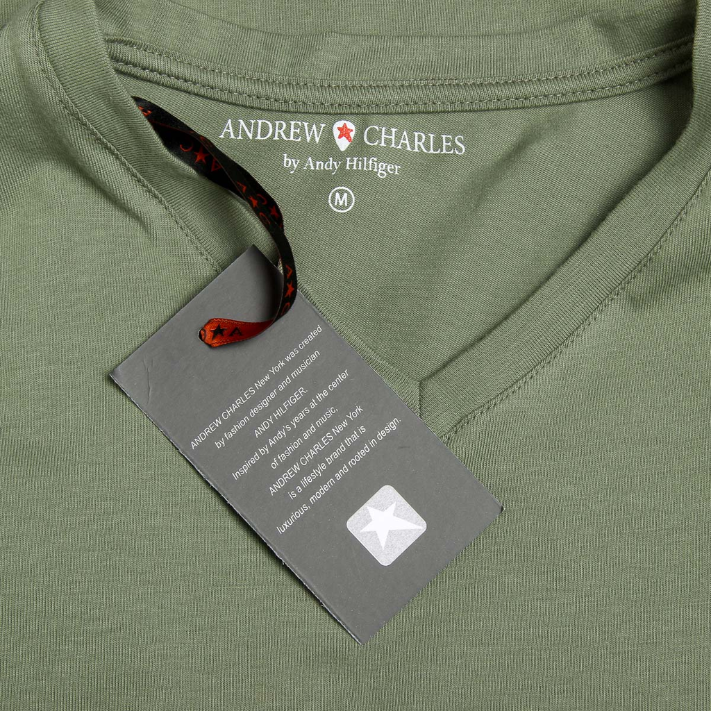 Camiseta Andrew Charles para hombre, manga corta, cuello en V, verde, KENAN