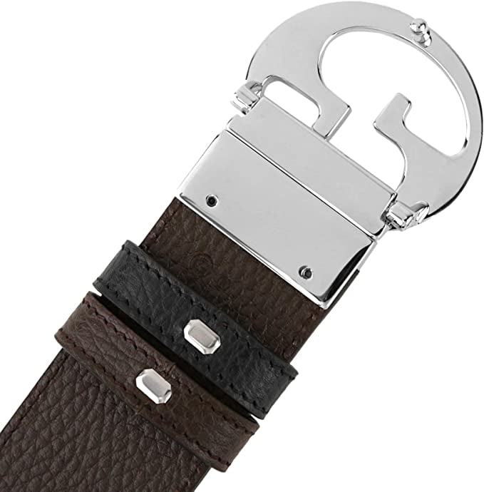 Cinturón reversible de cuero para hombre Gucci, negro y marrón oscuro