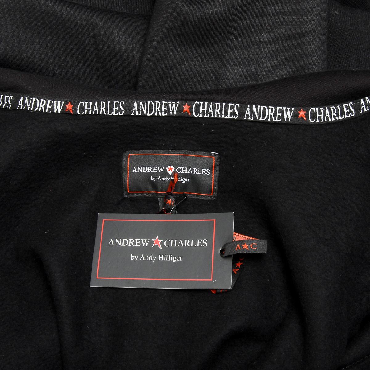 Sudadera con capucha Andrew Charles para hombre con cremallera, manga larga, cuello redondo, color negro FELA