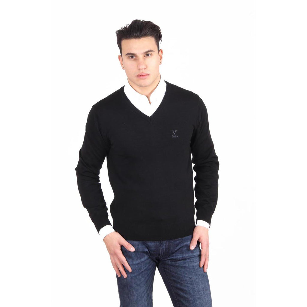 V 1969 Italia Jersey con cuello de pico para hombre 9801 SCOLLO V NERO