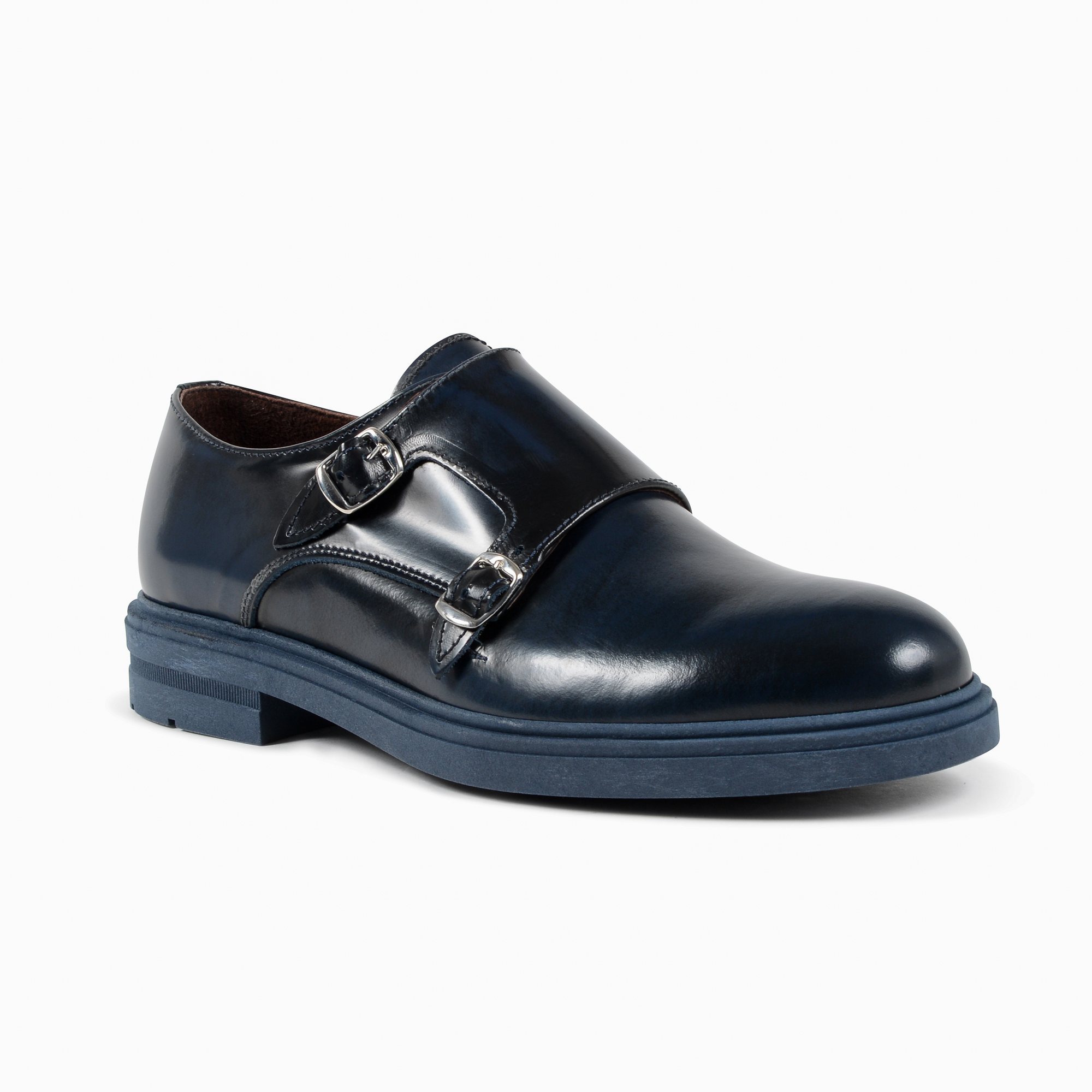 19V69 Italia Zapato de doble hebilla para hombre Azul 1210 P ABRASIVATO AZUL