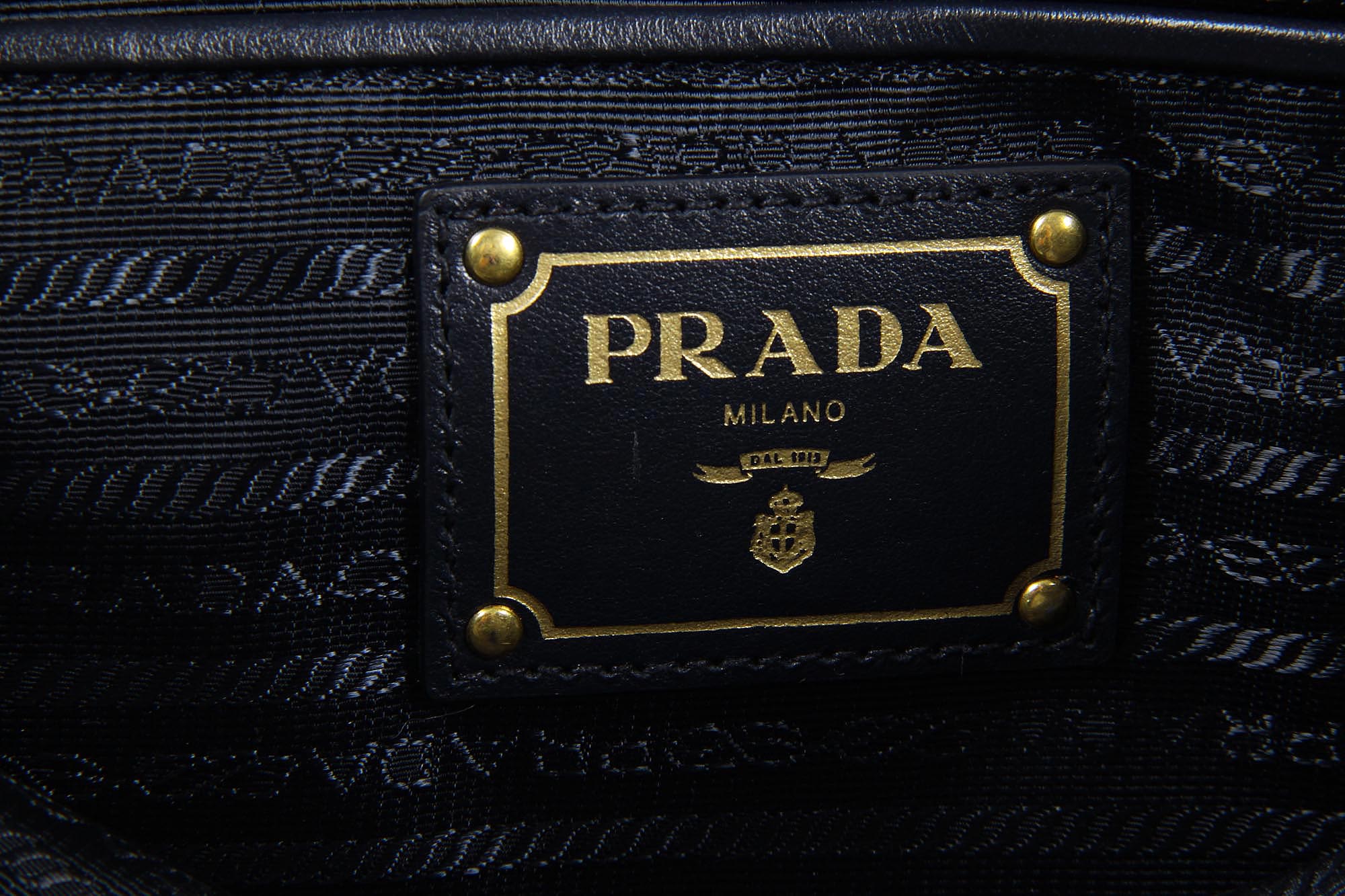 Bolso tote Prada BN1902 Bleu Tessuto Soft Calf