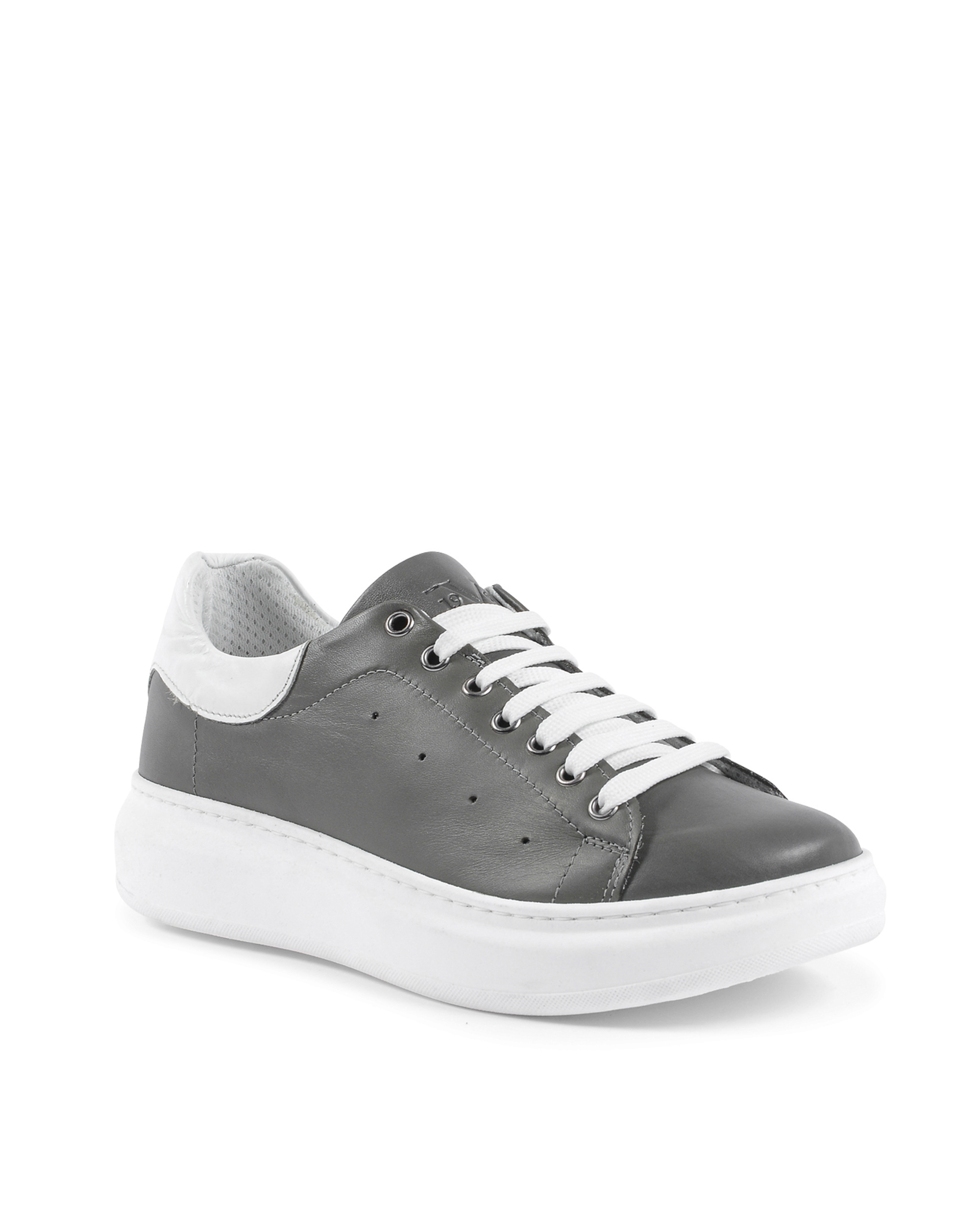 19V69 Italia Mens Sneaker Grey White 720 PELLE GRIGIO PELLE BIANCO