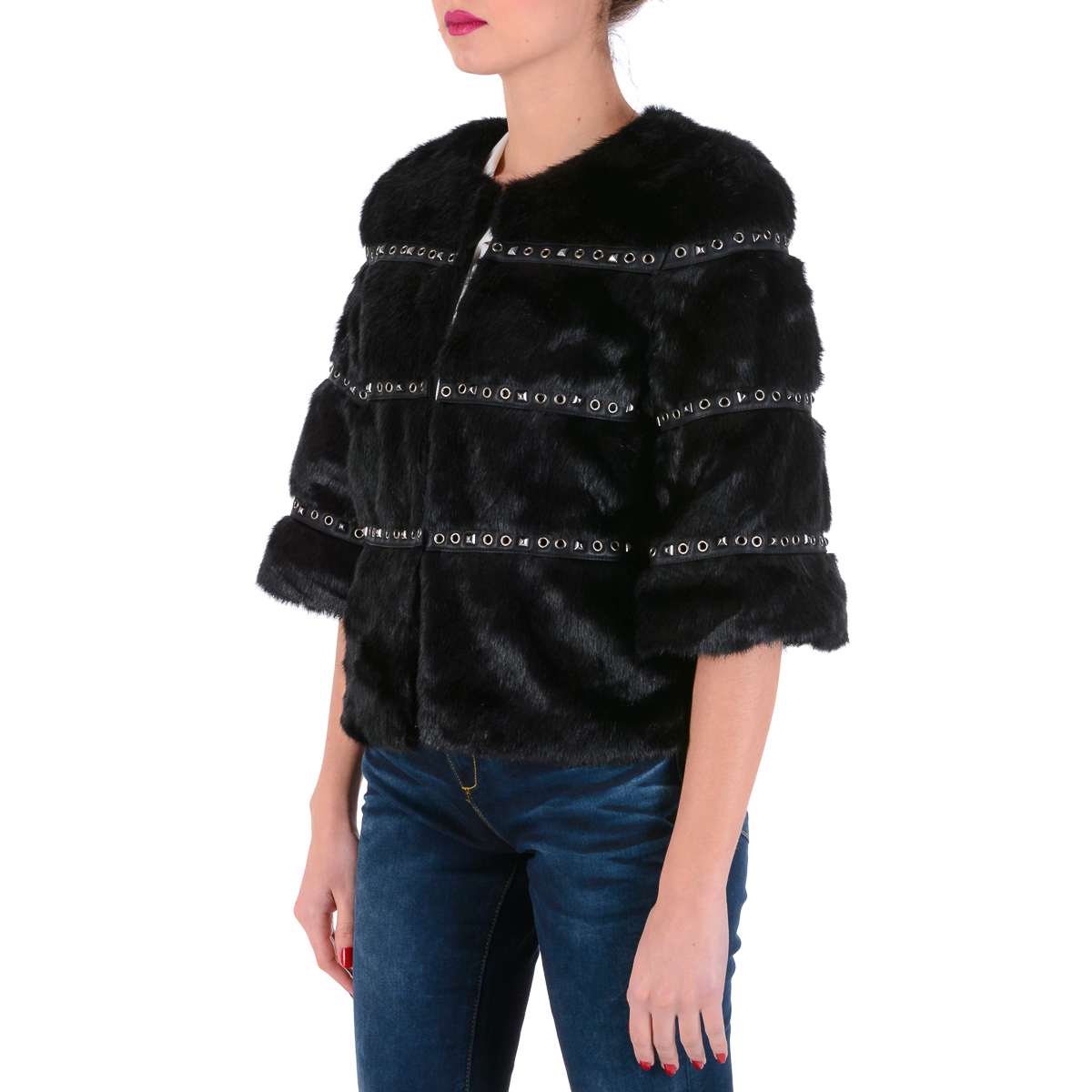 Chaqueta de mujer V 1969 Italia de manga larga negra GIULIA