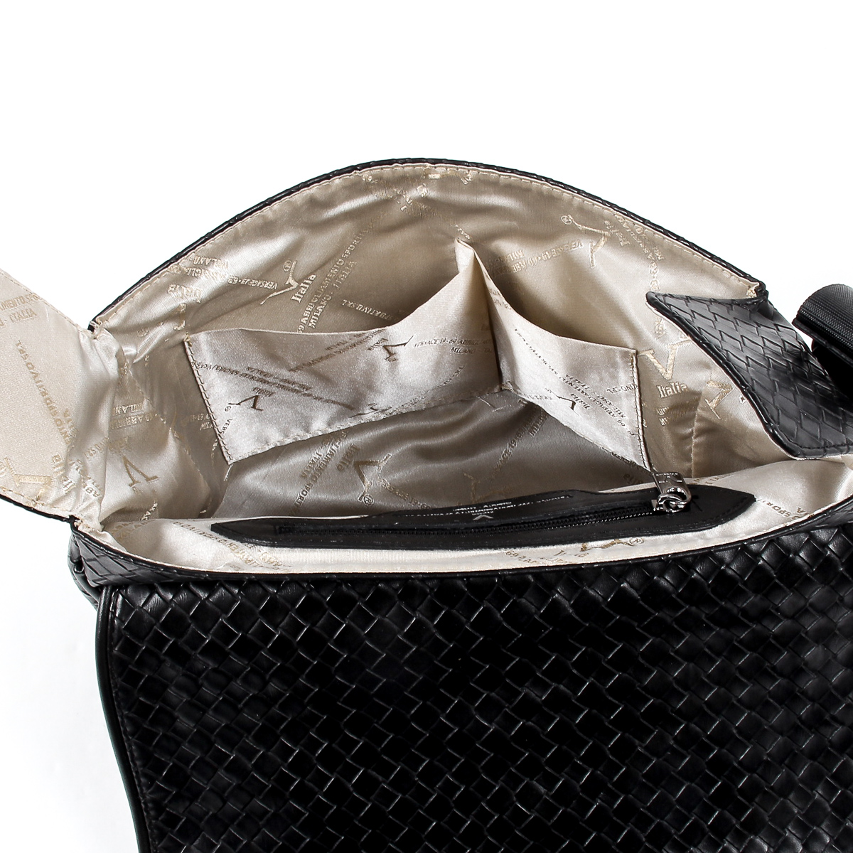 Bolso de mano para hombre V 1969 Italia negro LEROY