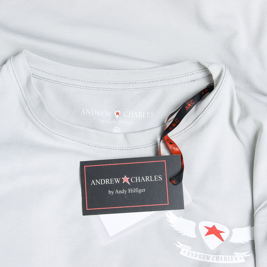 Camiseta Andrew Charles para hombre, manga corta, cuello redondo, gris claro, KEITA