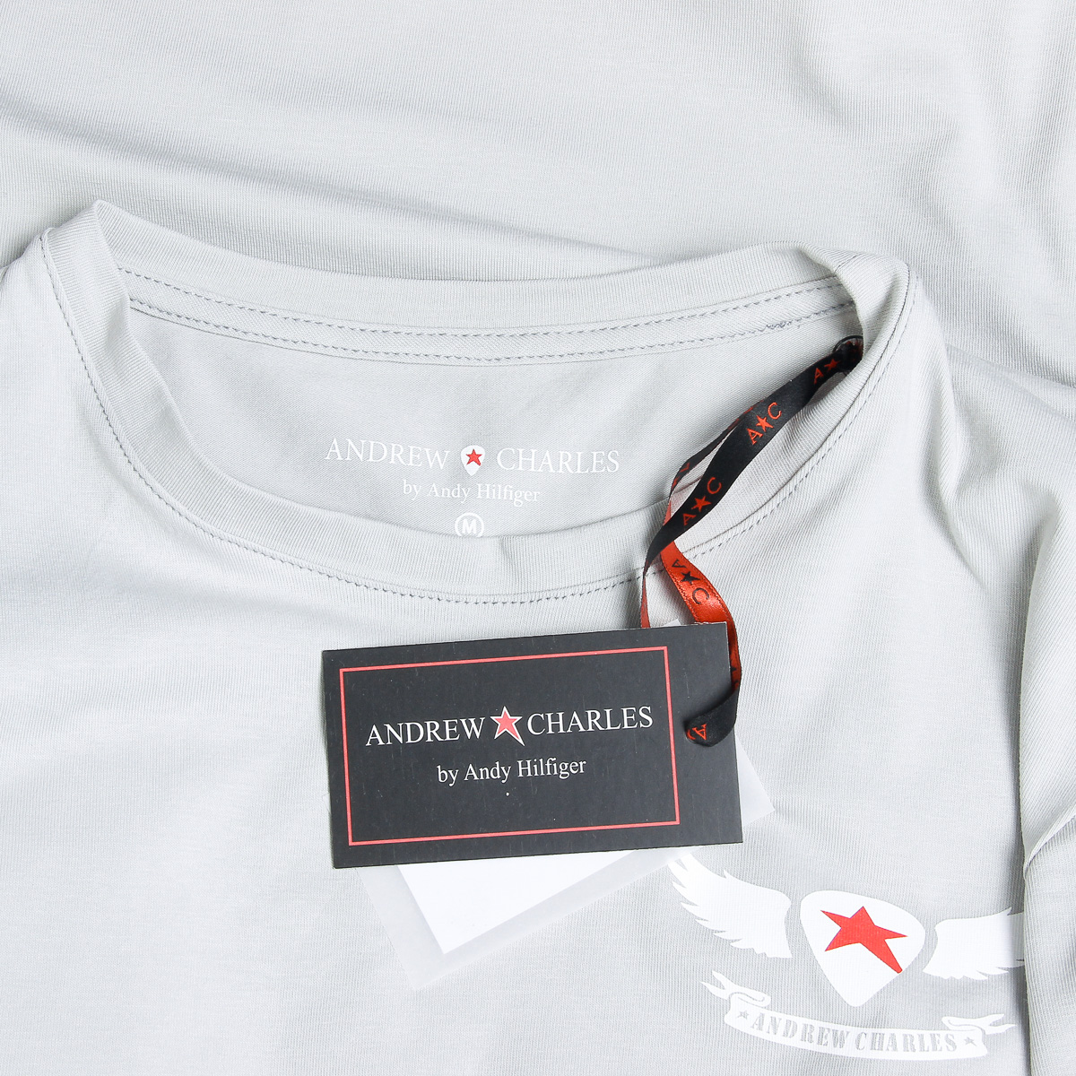 Camiseta Andrew Charles para hombre, manga corta, cuello redondo, gris claro, KEITA