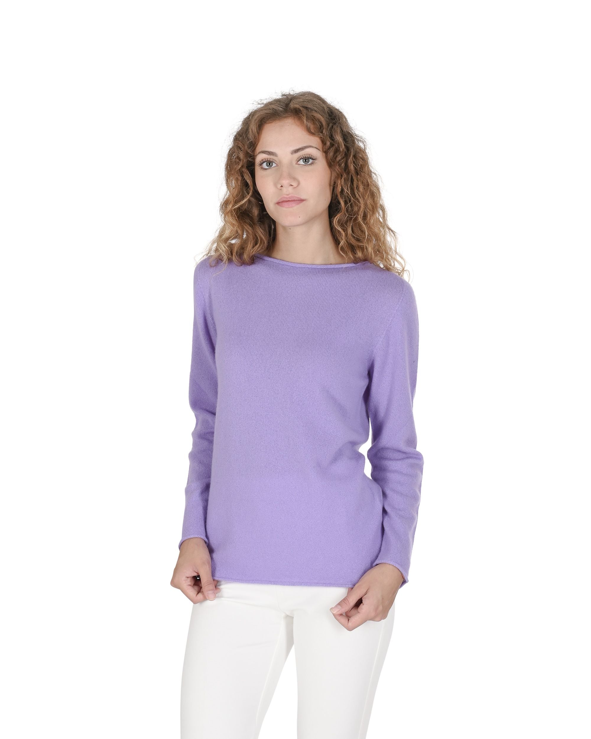 Suéter de cuello barco para mujer de cachemira Crown of Edinburgh COE 0025 LAVANDA