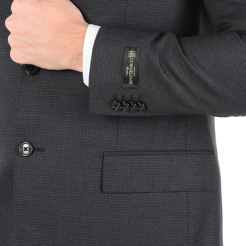 Corneliani Mens Suit Long Sleeves Dark Grey Super 130's