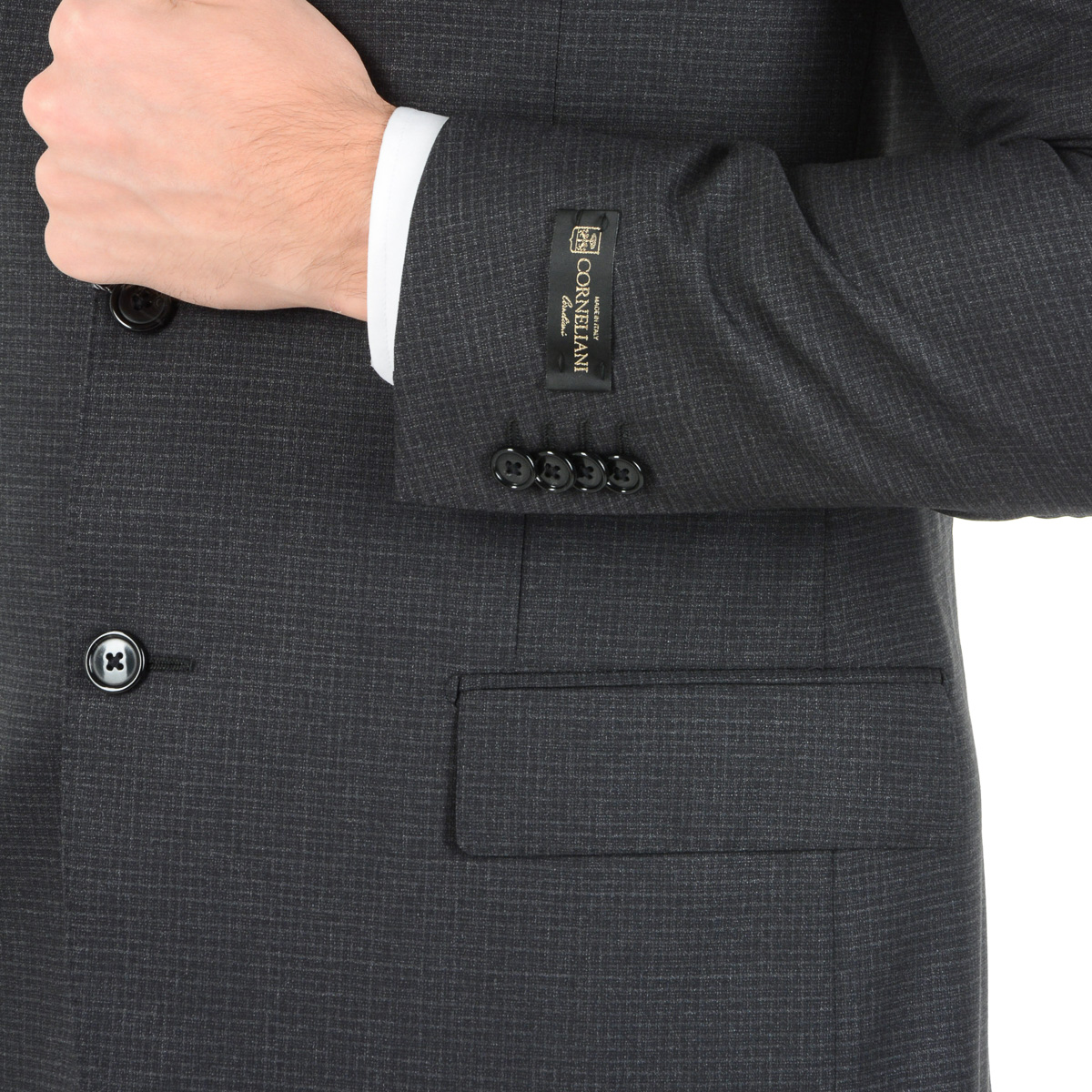 Corneliani Mens Suit Long Sleeves Dark Grey Super 130's