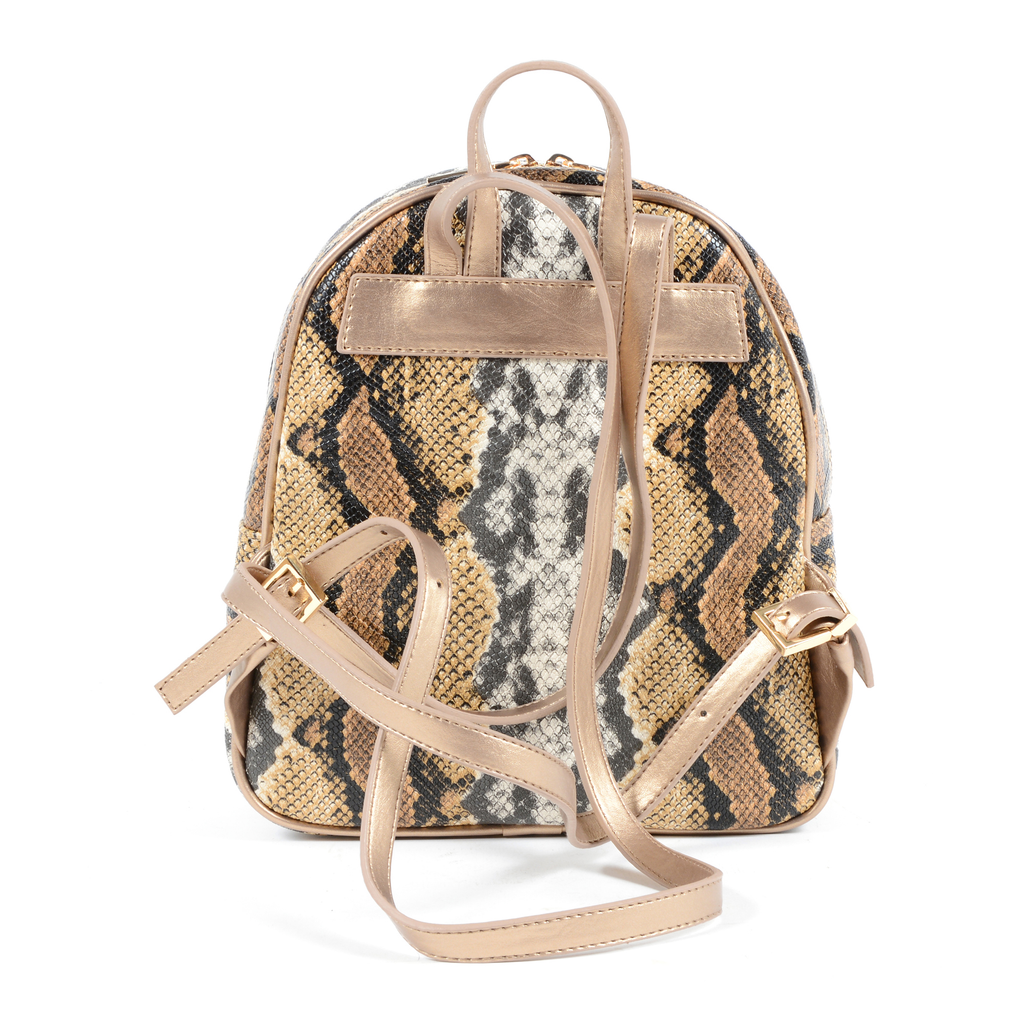 19V69 Italia Womens Backpack Multicolor 5012 PYTHON BROWN GOLD