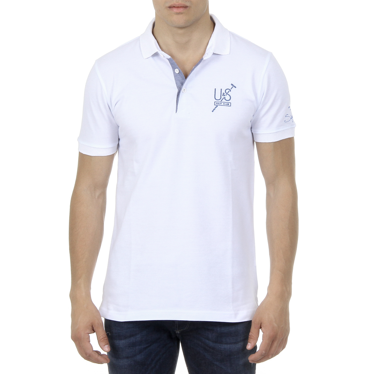 Polo Ufford & Suffolk Polo Club para hombre, manga corta, US026, blanco