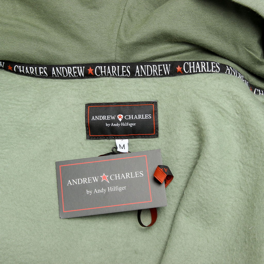 Sudadera con capucha Andrew Charles para hombre con cremallera, manga larga, cuello redondo, verde FELA