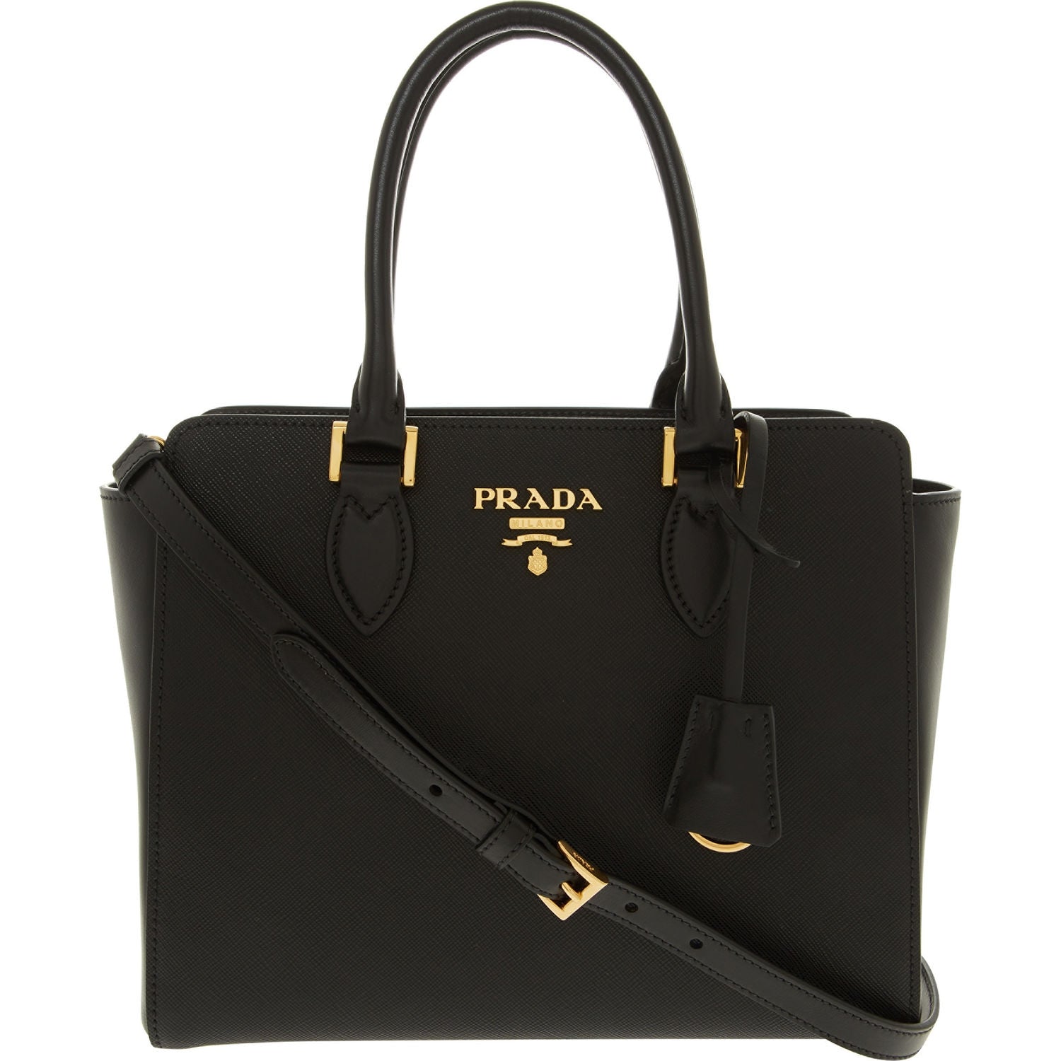 Bolso de hombro Prada de piel Saffiano suave con asa superior en negro