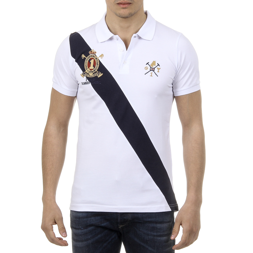 Polo Ufford & Suffolk Polo Club para hombre, manga corta, US004, blanco