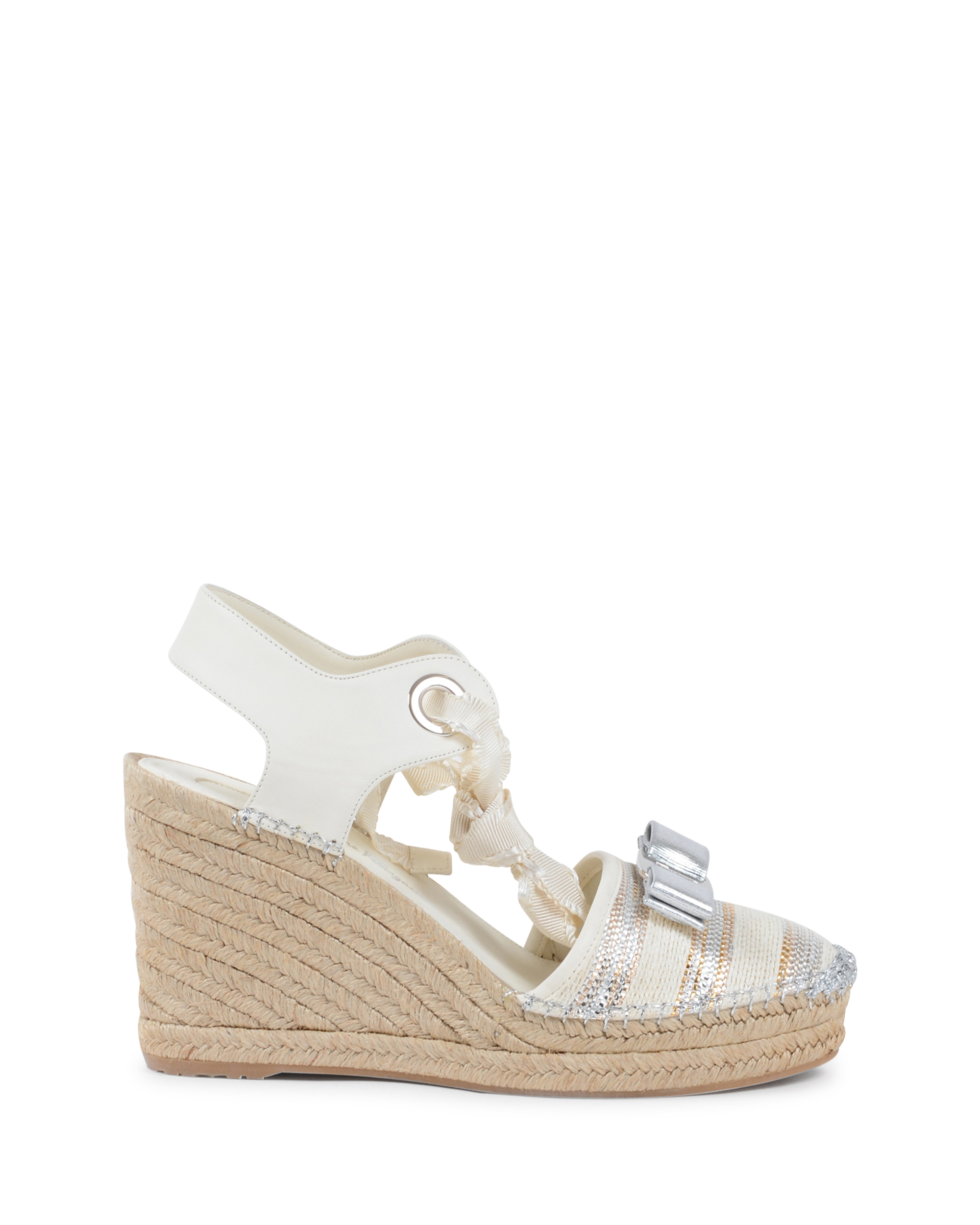 Sandalia de cuña para mujer Salvatore Ferragamo color crema EUGENIE
