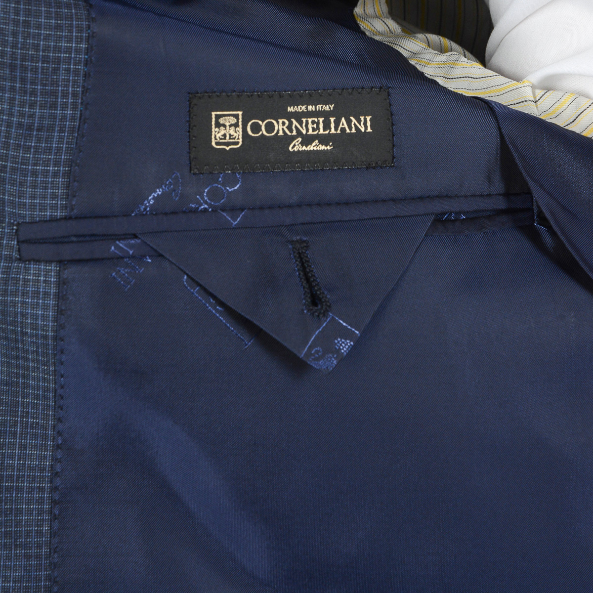 Corneliani Mens Suit Long Sleeves Dark Blue Super 130's
