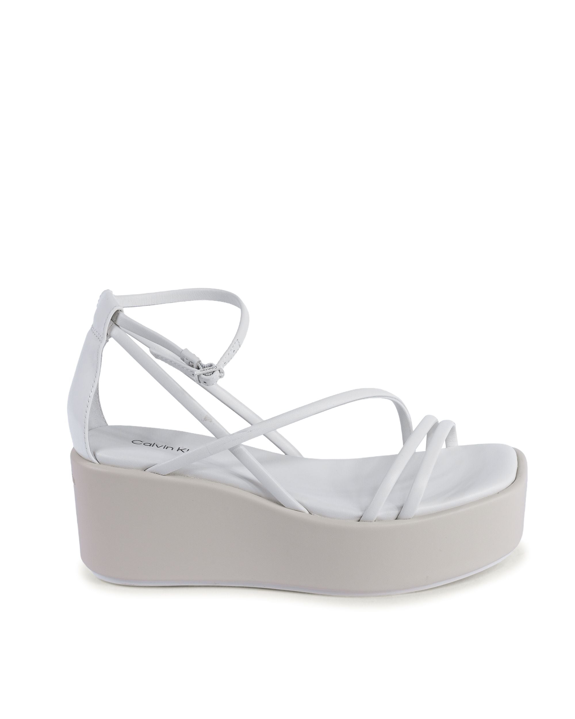 Calvin Klein - Sandalias de cuña para mujer, color blanco, HW0HW019490K9