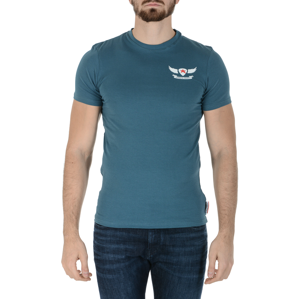 Camiseta Andrew Charles para hombre, manga corta, cuello redondo, verde, KEITA