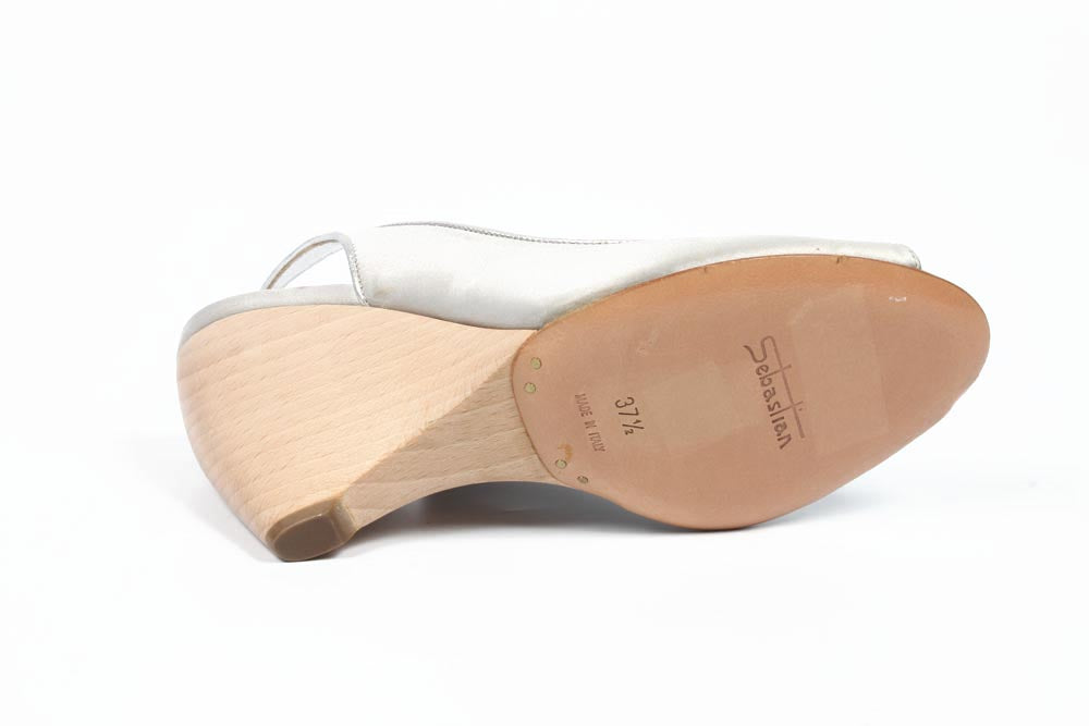 Sandalia alpargata con cuña para mujer Sebastian Milano S2561X VAR X RASO SETA ARGENTO