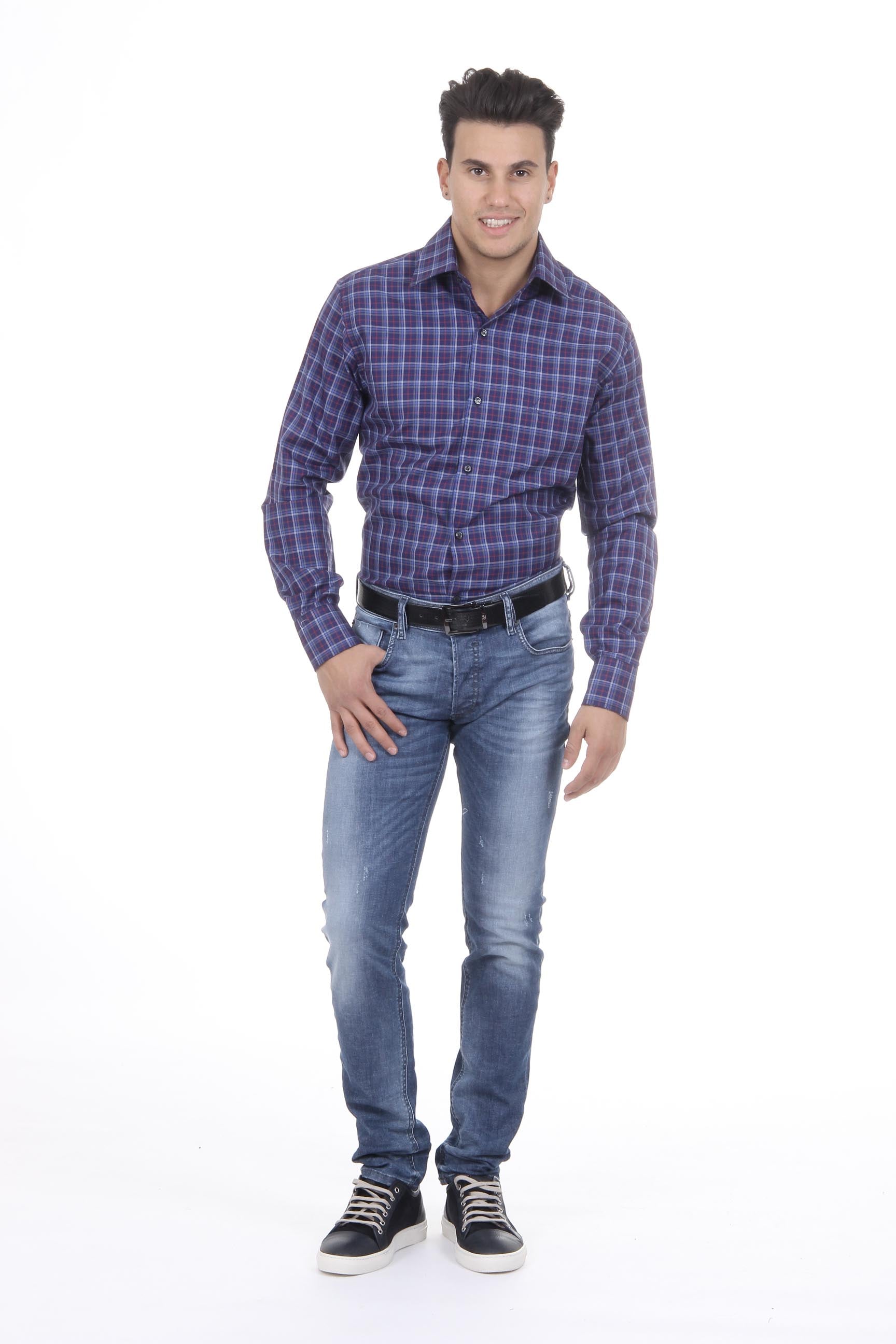 Camisa clásica moderna de corte italiano para hombre V 1969, talla 377, 034