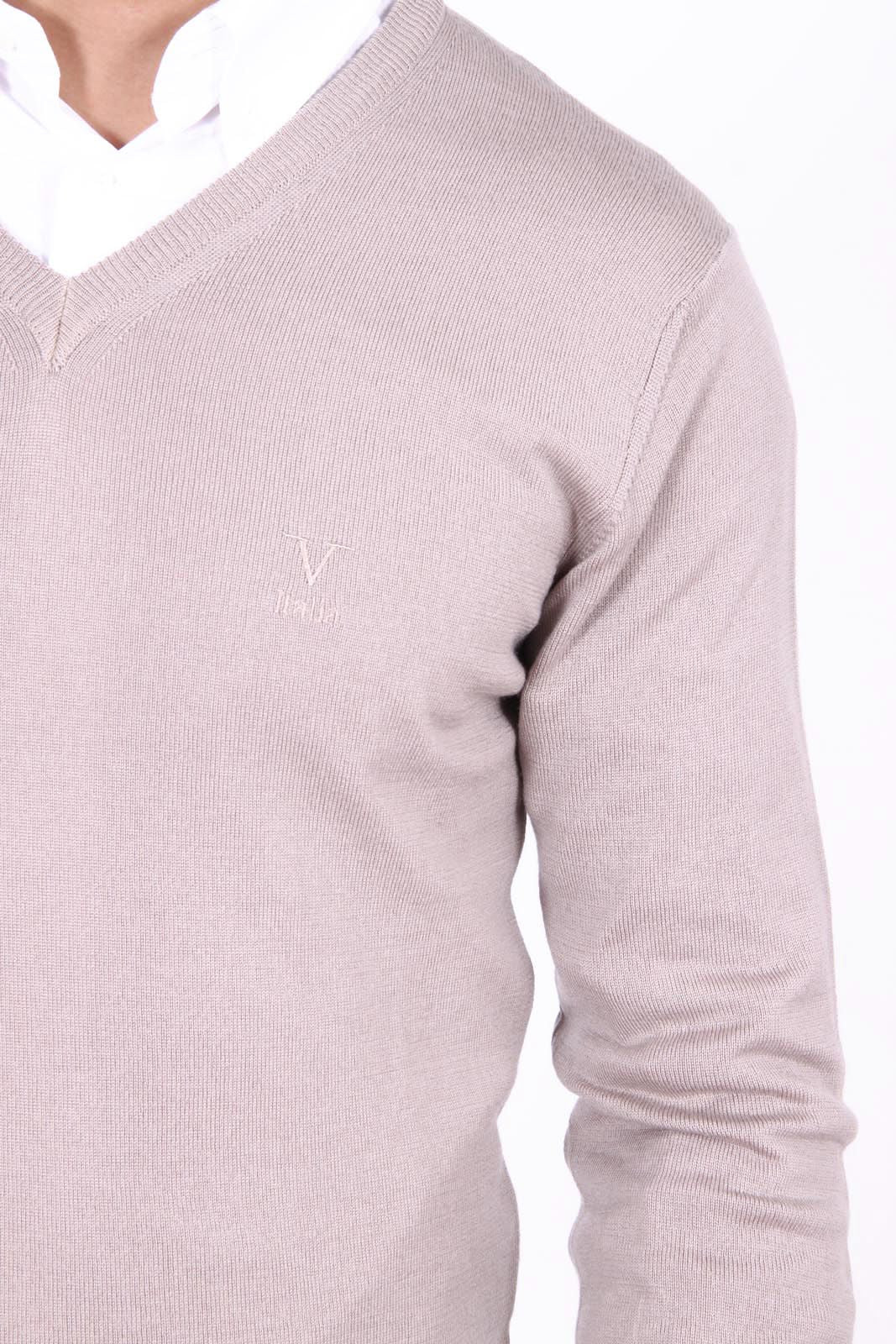 V 1969 Italia Jersey con cuello de pico para hombre 9801 SCOLLO V SABBIA