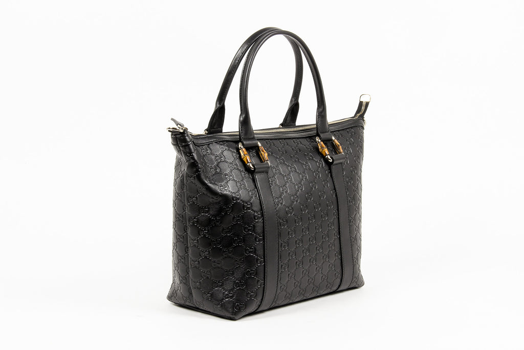 Bolso de mano Gucci de piel de bambú con GG Guccissima para mujer