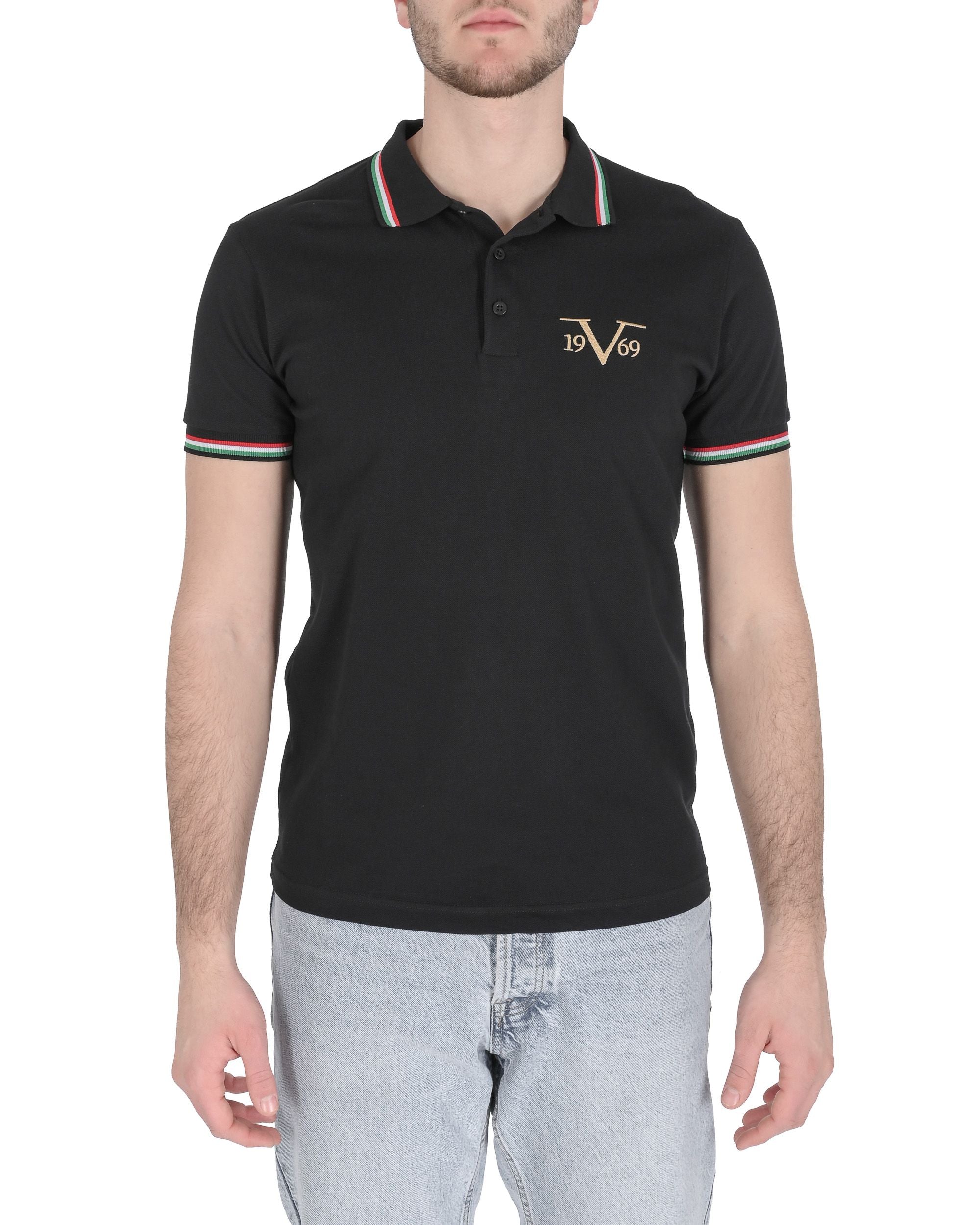 19V69 Italia Polo para hombre OLAF NEGRO