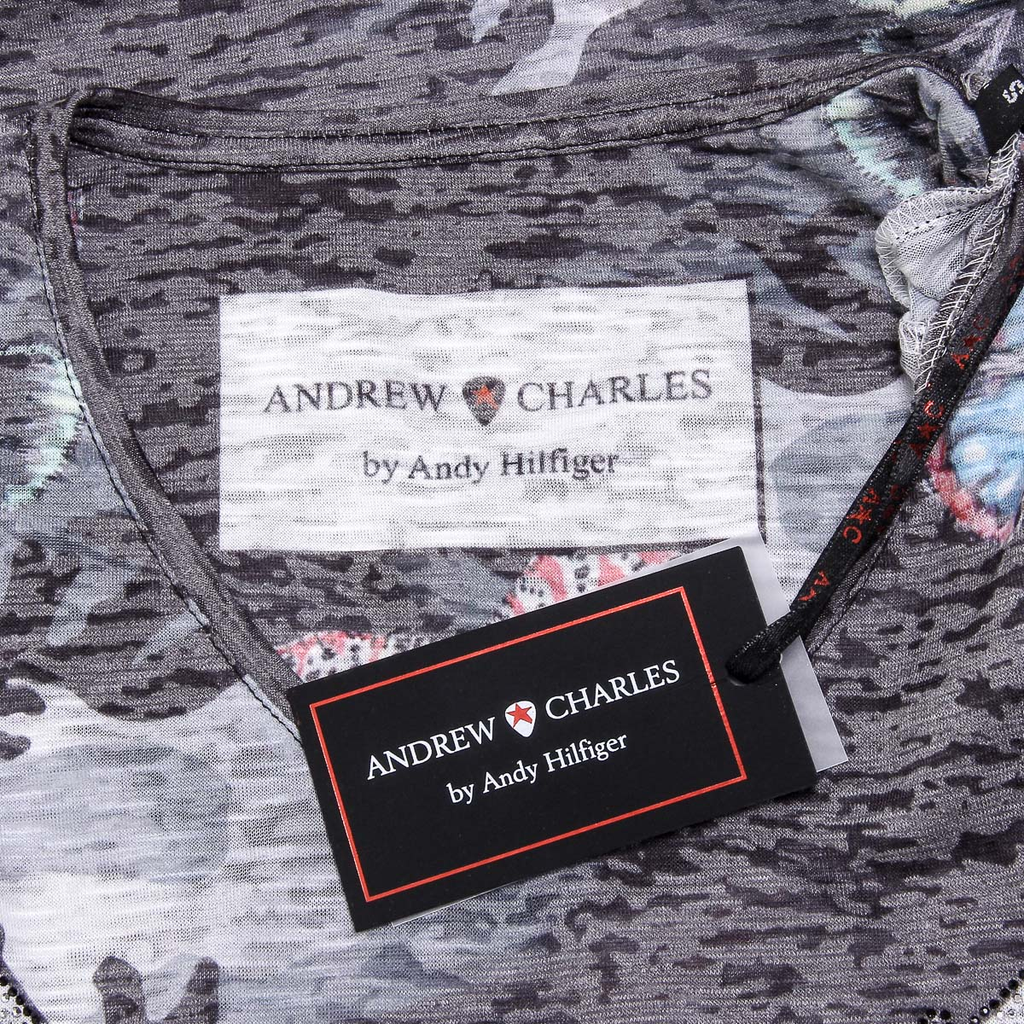 Andrew Charles Womens T-shirt Short Sleeves V-Neck Black STELLA