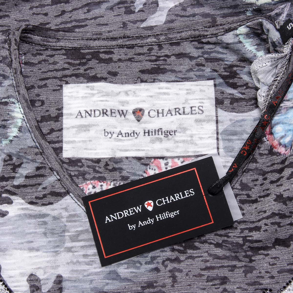 Andrew Charles Womens T-shirt Short Sleeves V-Neck Black STELLA