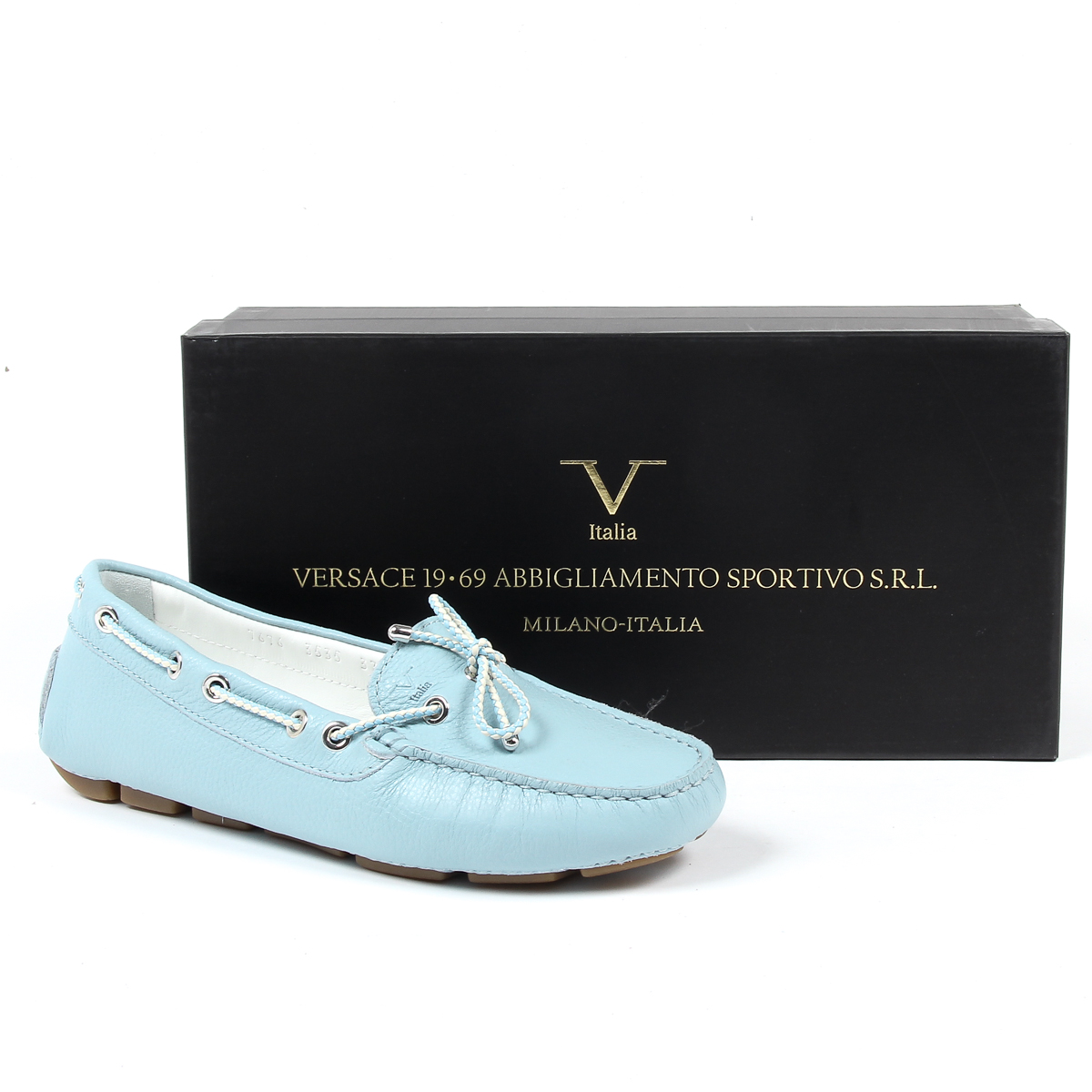 Mocasín V 1969 Italia para mujer azul claro EMILIA