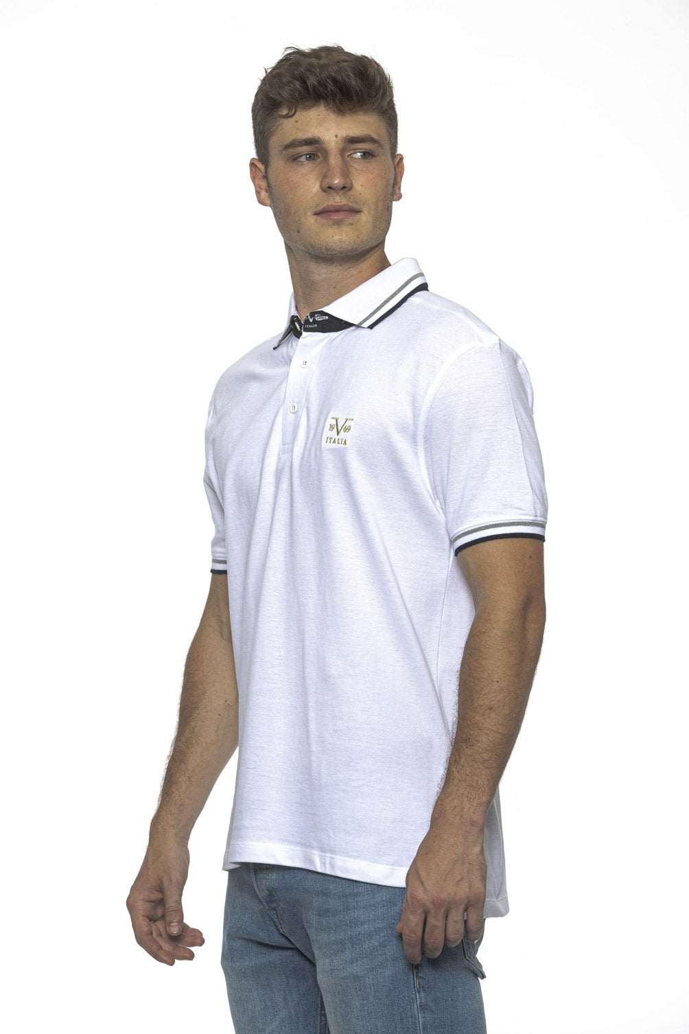 19V69 Italia Polo para hombre blanco RETRO BLANCO