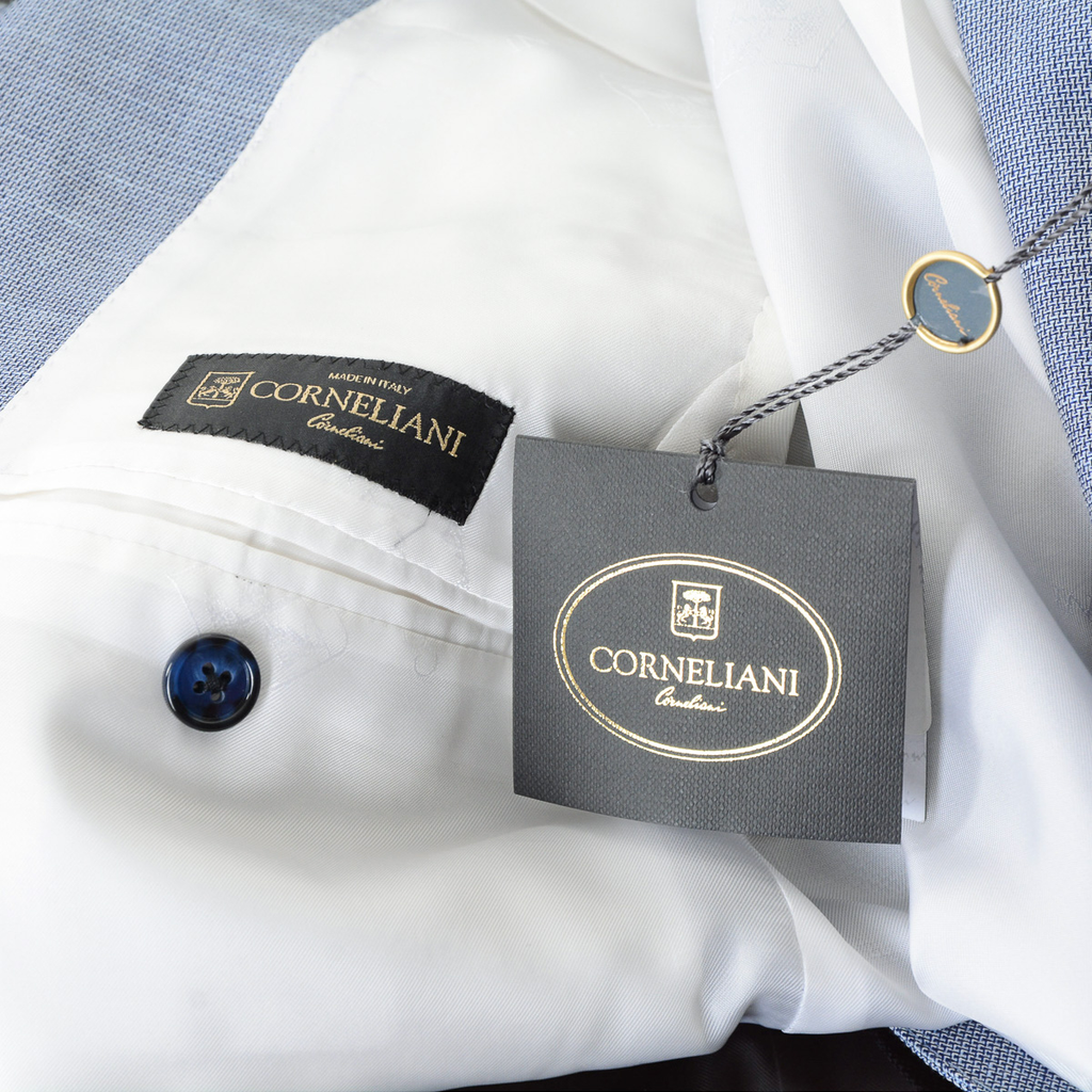 Corneliani Mens Suit Long Sleeves Light Blue