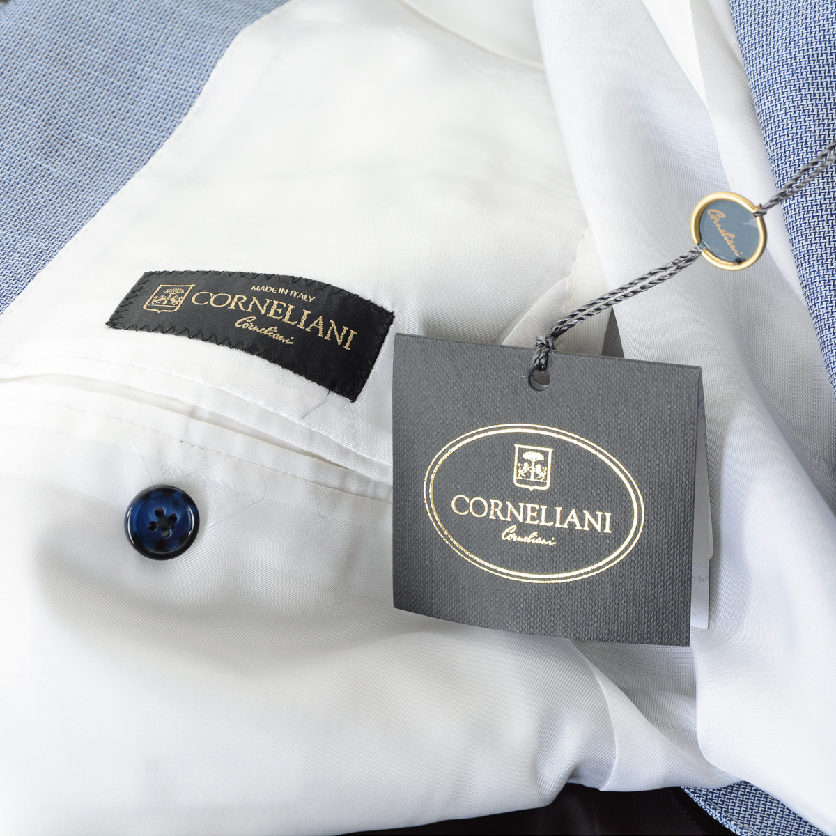 Corneliani Mens Suit Long Sleeves Light Blue