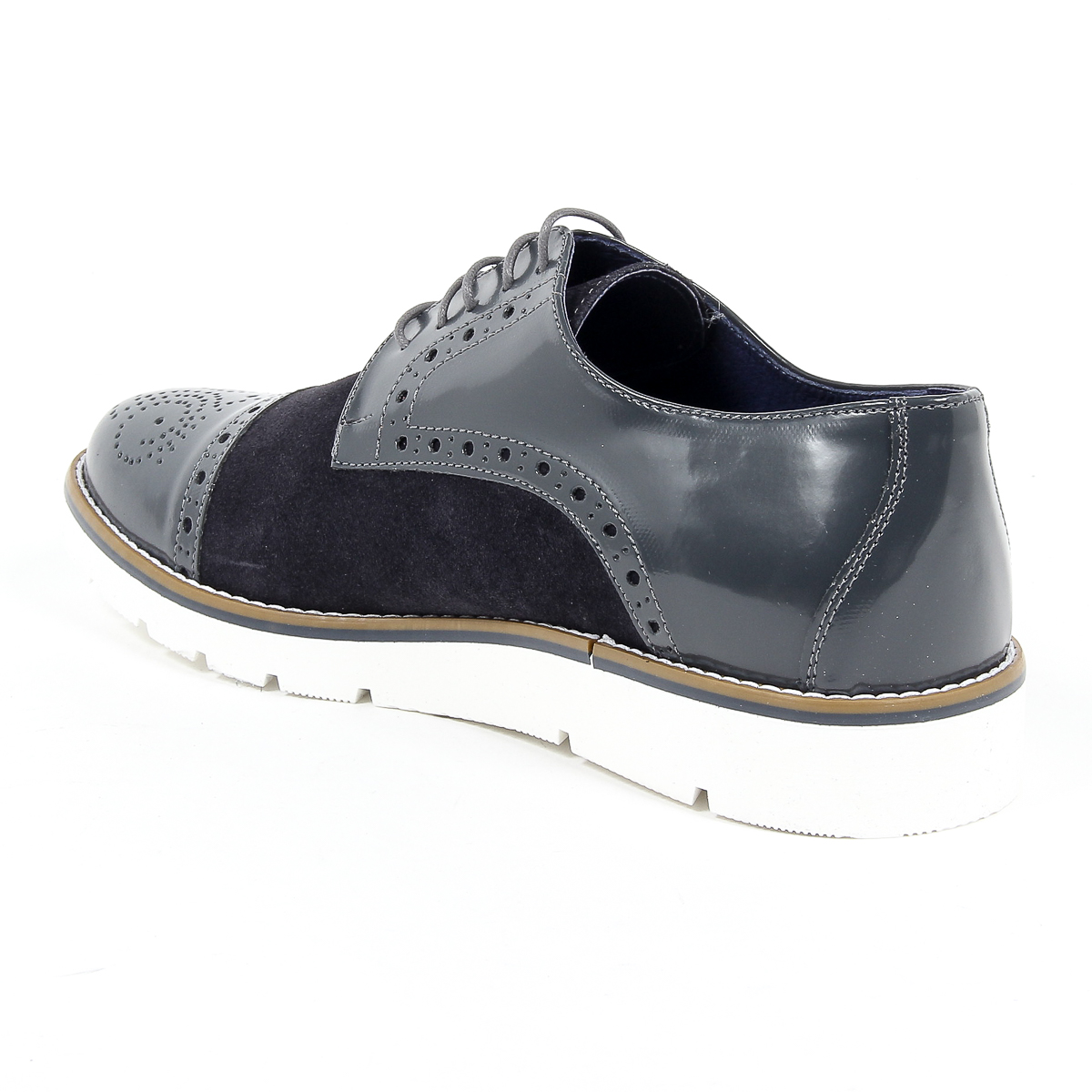 Andrew Charles - Zapatos Oxford brogue para hombre 911 ABRASIVATO CAM GRIGIO BLEU